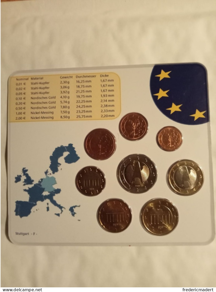 Plaquette Euro-Münzen Bundesepublik Deutschland - Stuttgart F 2003 - Collections