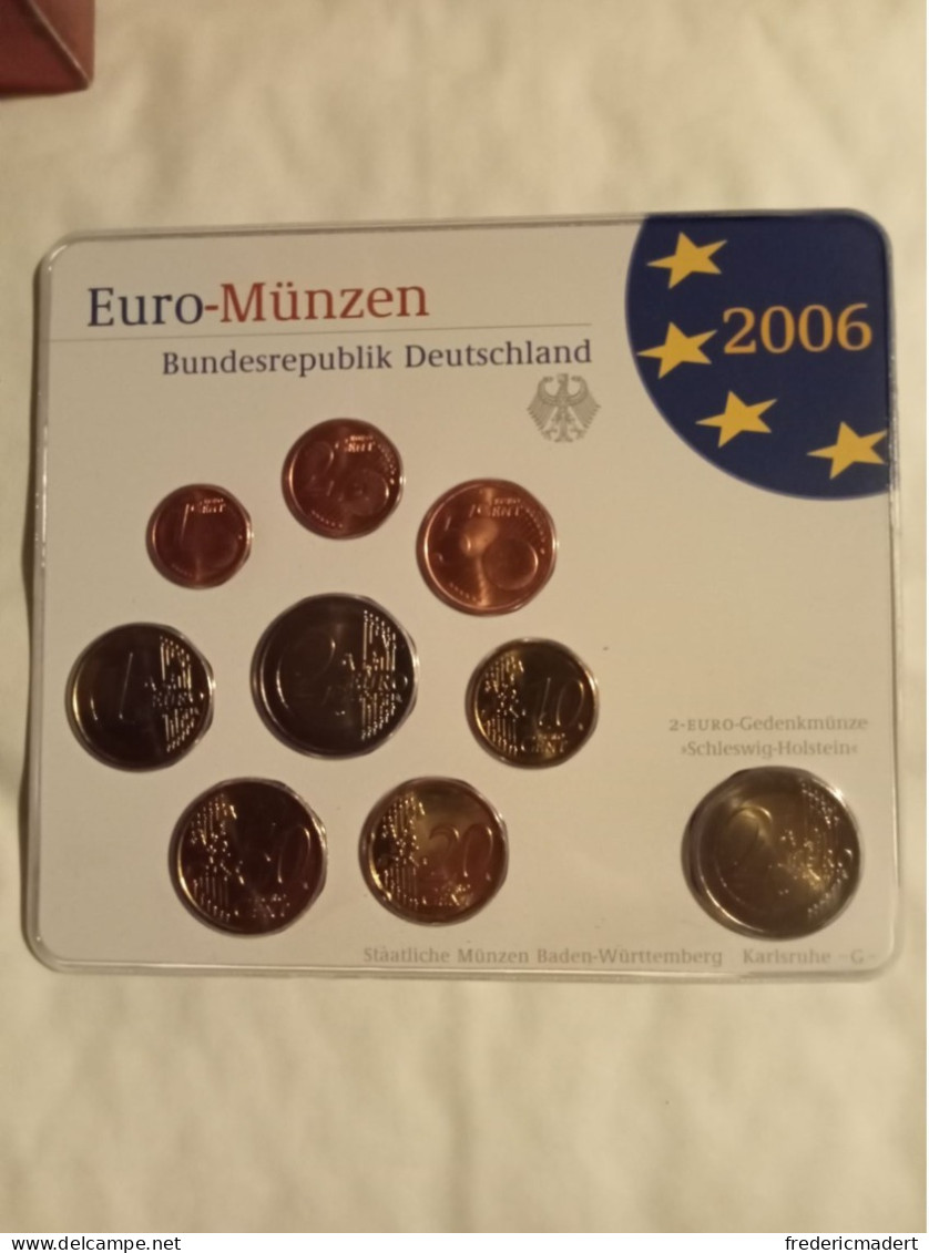 Plaquette Euro-Münzen Bundesepublik Deutschland - Karlsruhe G 2006 - Sammlungen