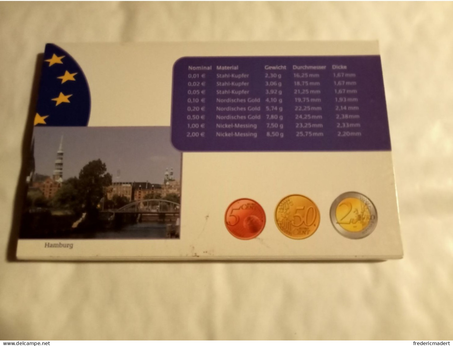 Plaquette Euro-Münzen Bundesepublik Deutschland - Coffret Hamburg I 2003 - Verzamelingen