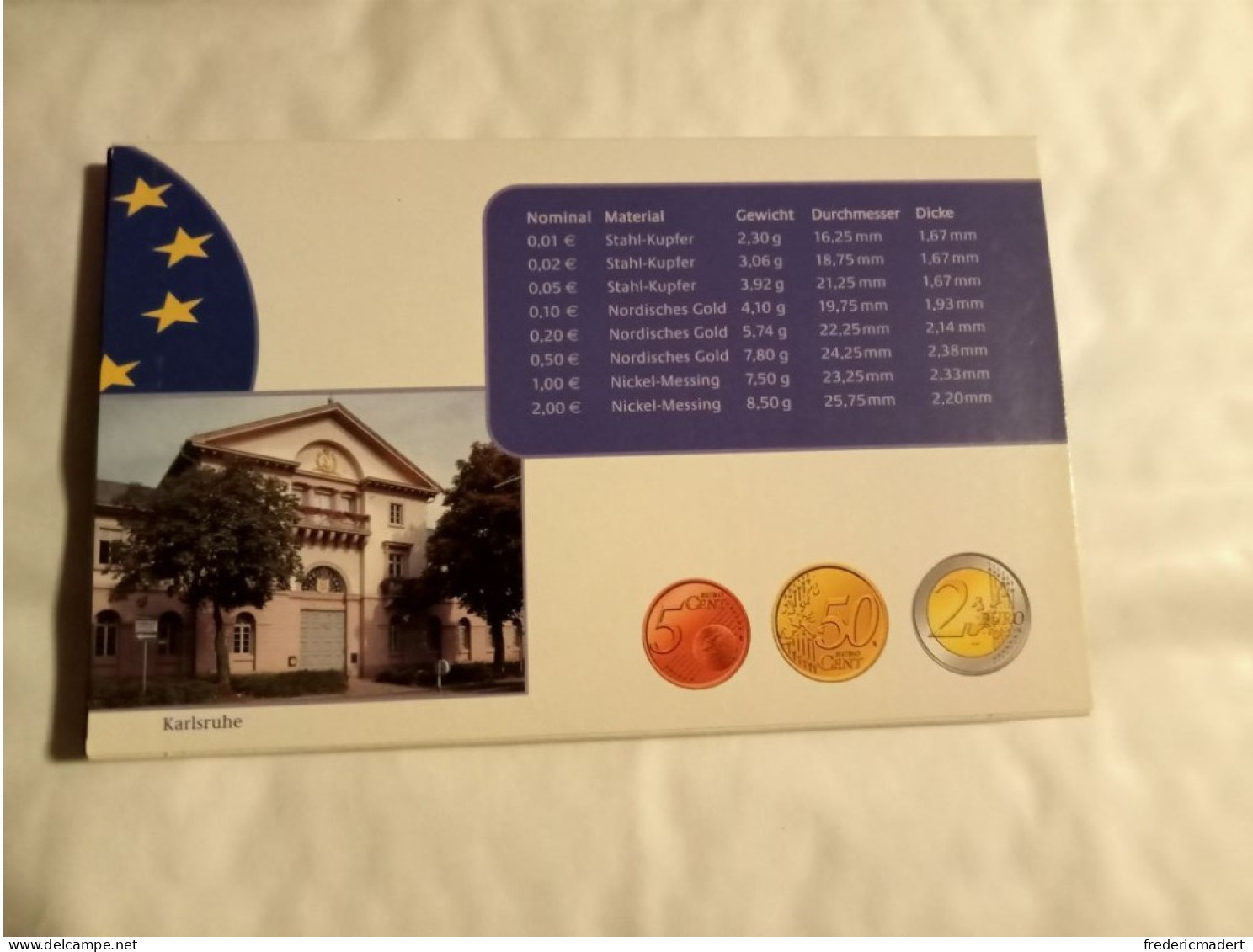 Plaquette Euro-Münzen Bundesepublik Deutschland - Coffret Karlsruhe G 2003 - Collections