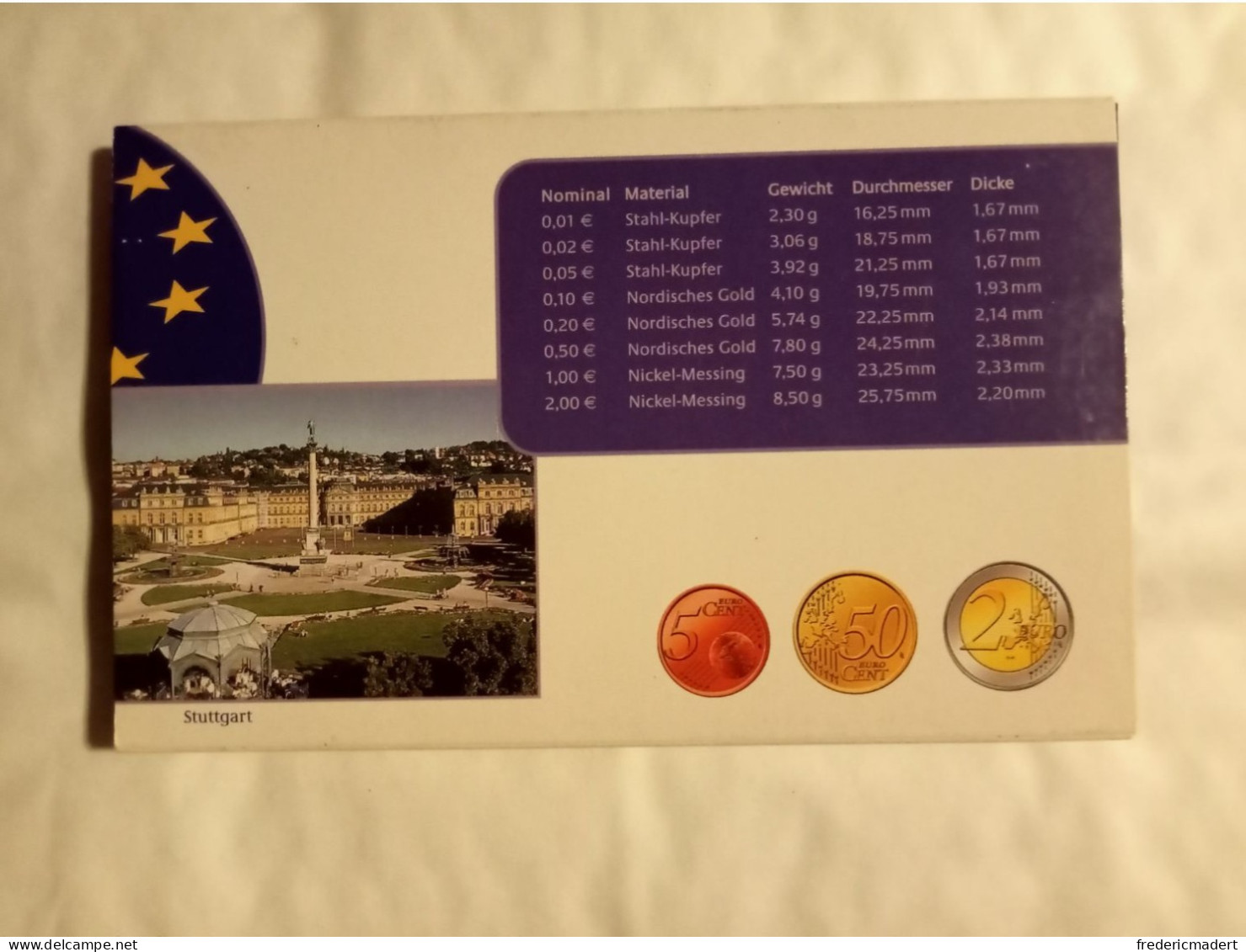 Plaquette Euro-Münzen Bundesepublik Deutschland - Coffret Stuttgart F 2003 - Verzamelingen