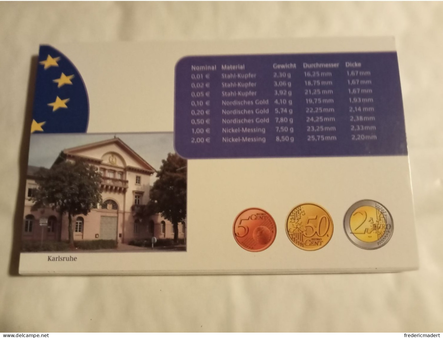 Plaquette Euro-Münzen Bundesepublik Deutschland - Coffret Karlsruhe G 2004 - Sammlungen