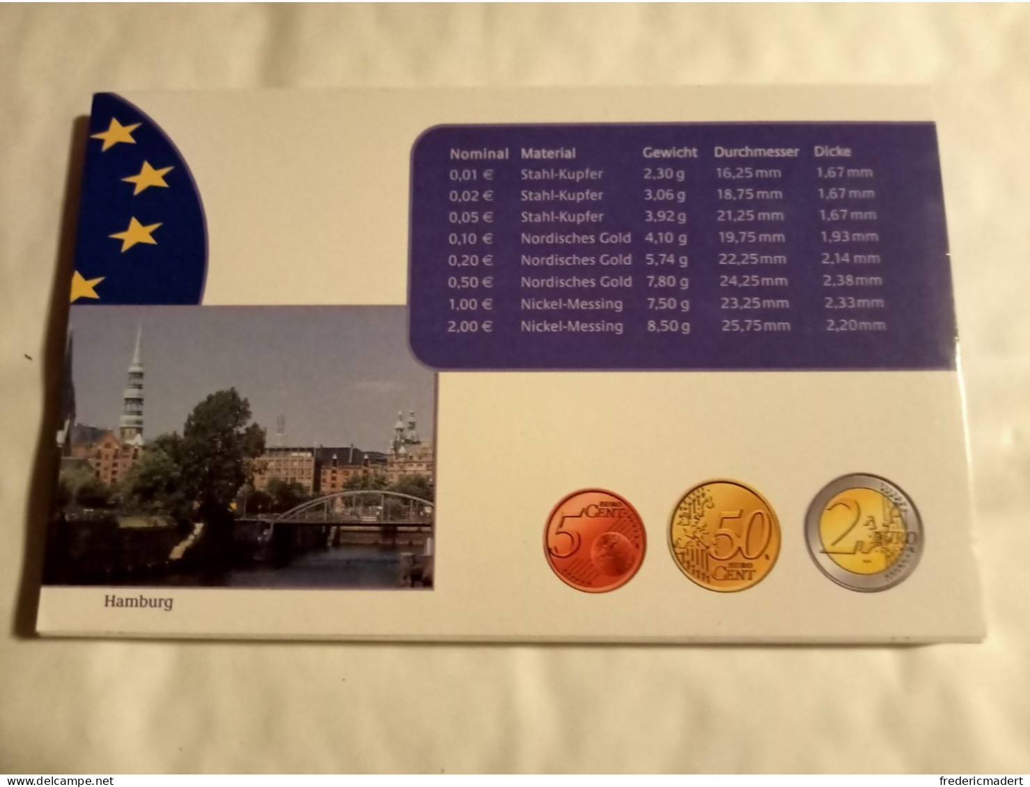 Plaquette Euro-Münzen Bundesepublik Deutschland - Coffret Hamburg I 2004 - Verzamelingen