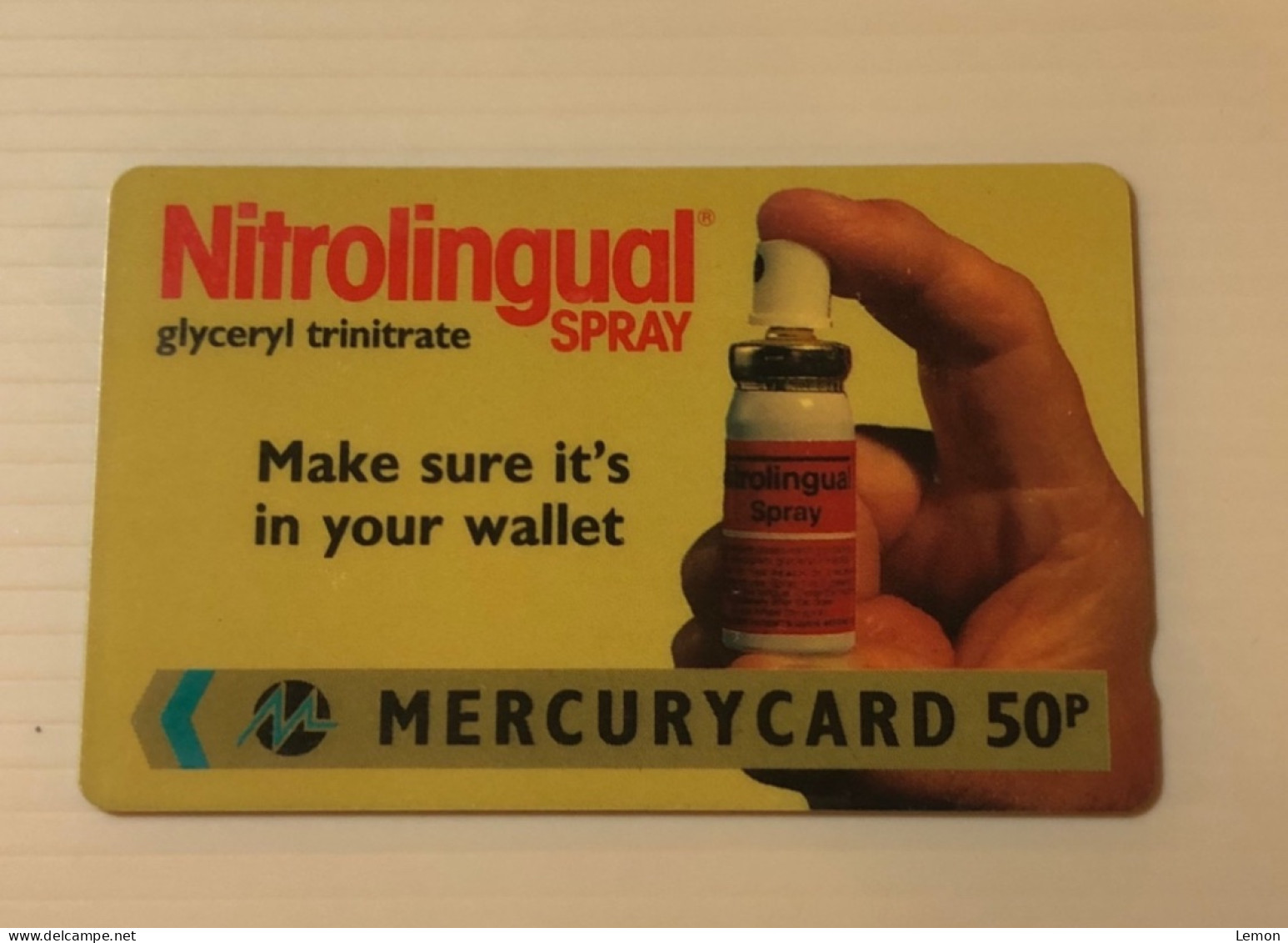 UK United Kingdom - British MercuryCard Mercury Magnetic GPT Phonecard - Nitrolingual Spray - Set Of 1 Used Card - Mercury Communications & Paytelco