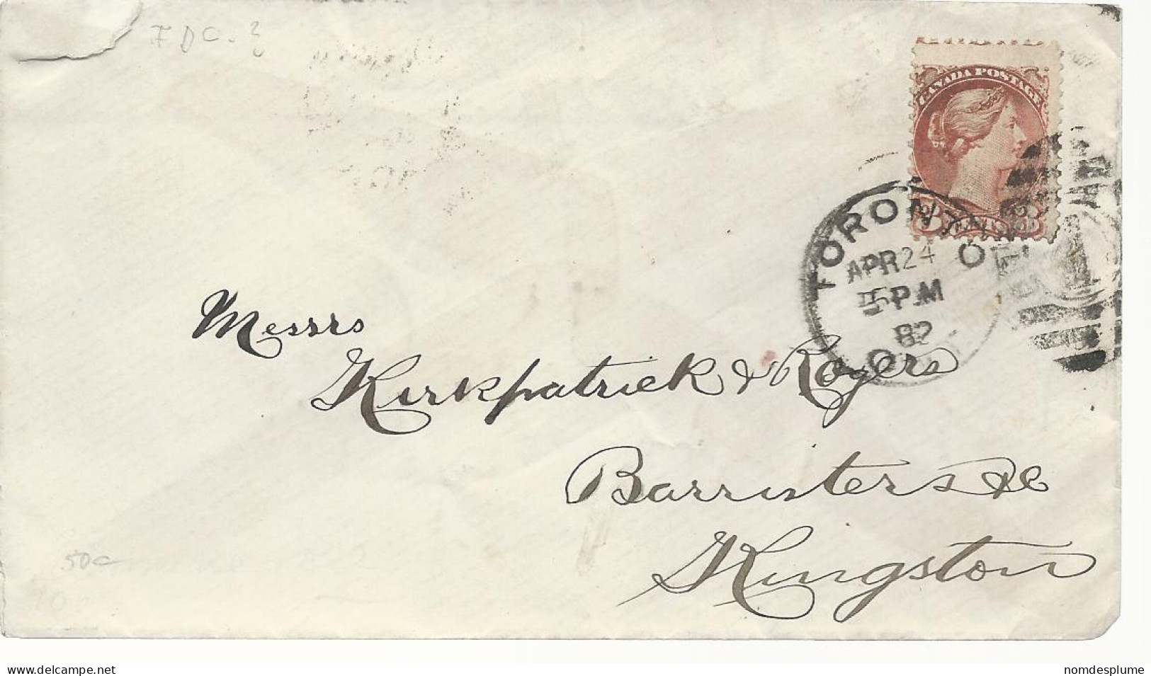 24461) Canada Toronto Postmark Cancel Duplex 1882  - Cartas & Documentos