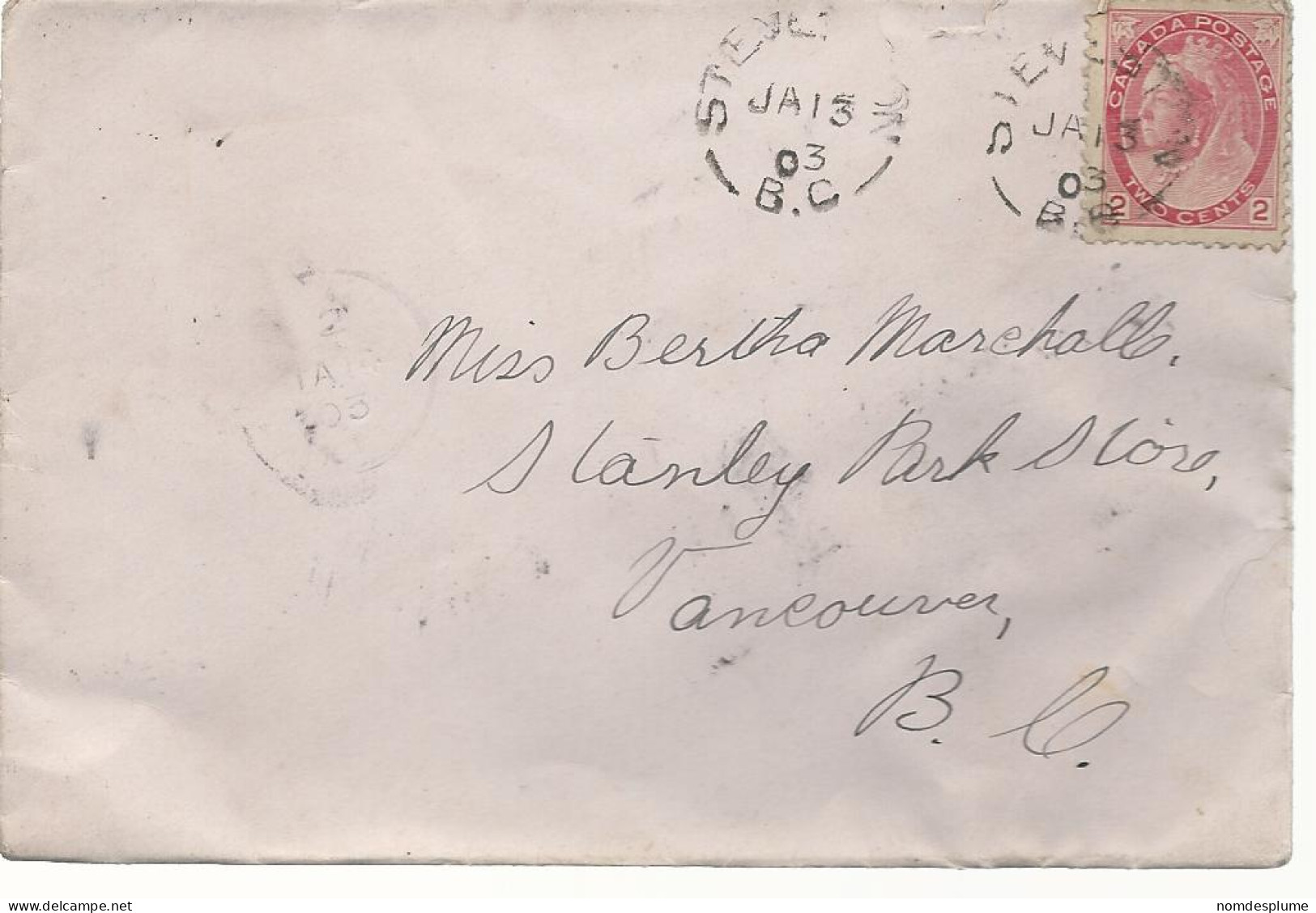 24466) Canada Steveston Postmark Cancel 1903 Closed Post Office - Storia Postale