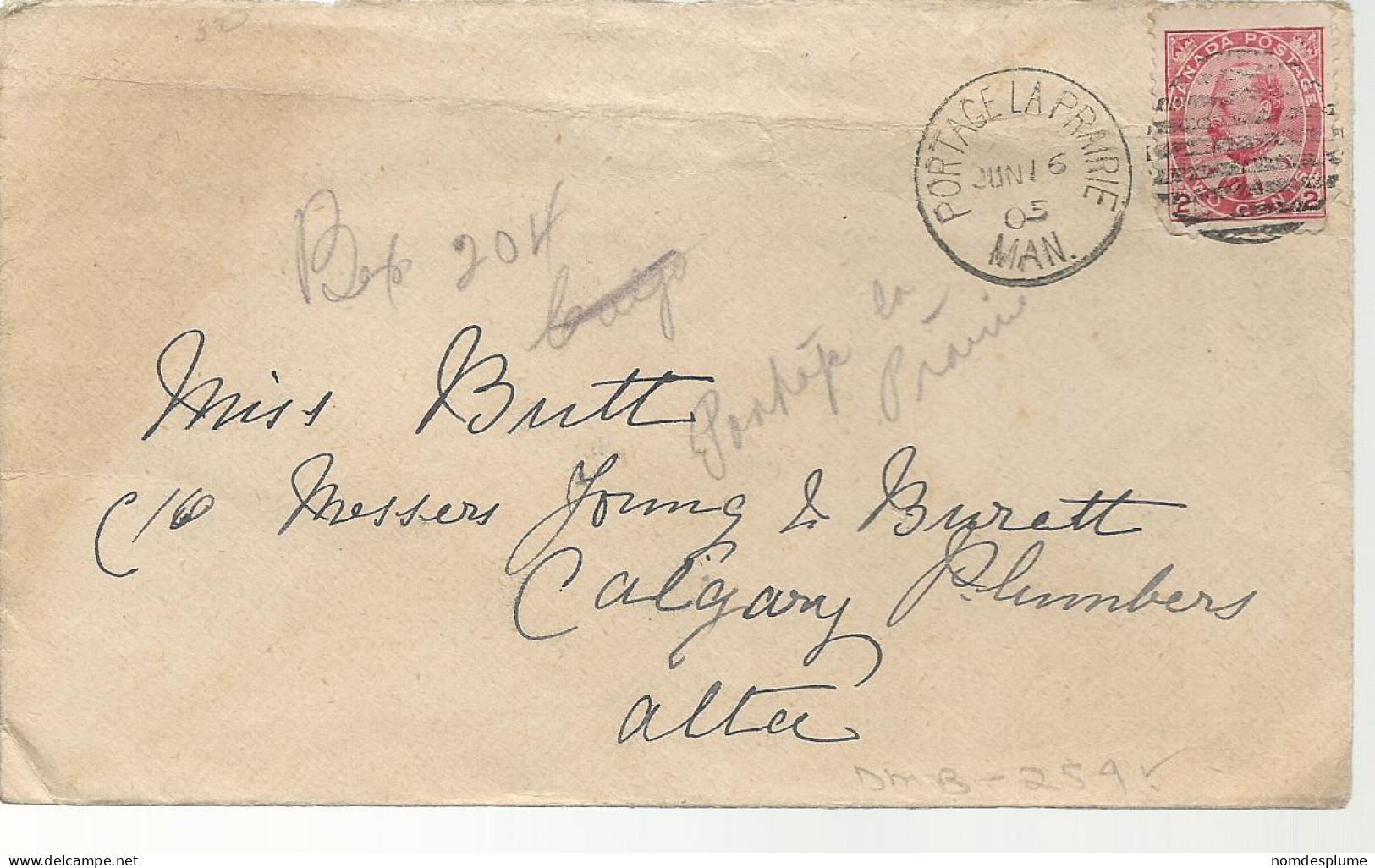 24477) Canada Portage La Prairie Postmark Cancel 1905 Duplex  DMB 254 - Storia Postale