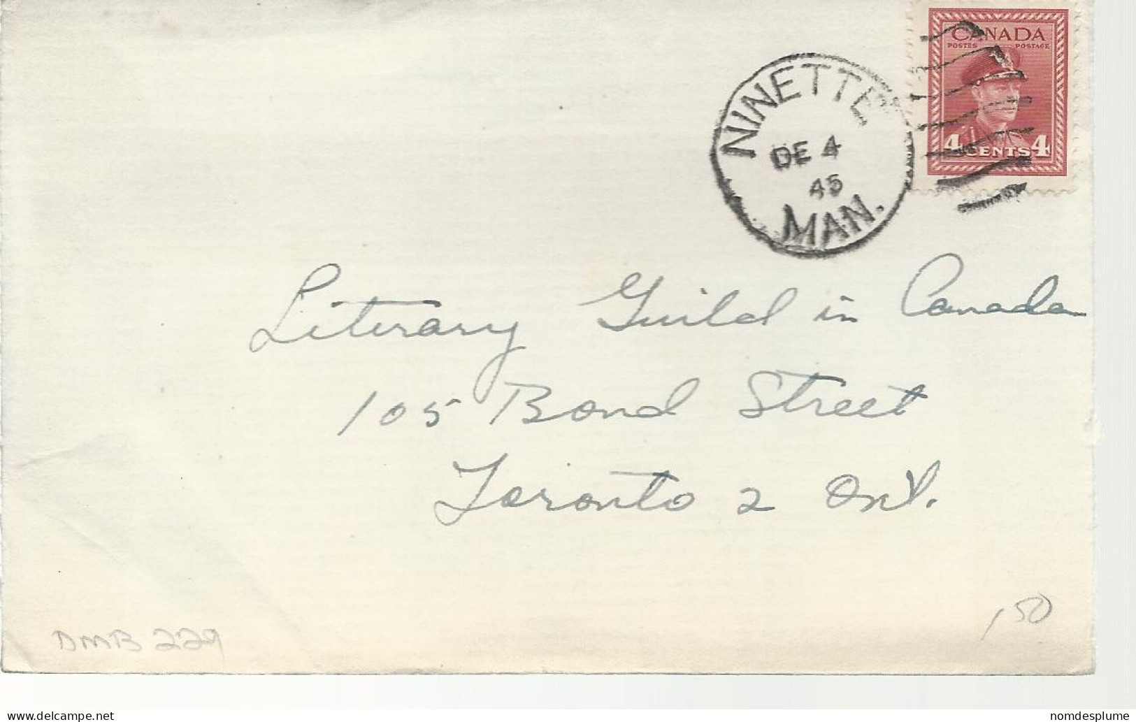 24479) Canada Ninette Postmark Cancel 1945 Duplex  DMB 229  - Briefe U. Dokumente