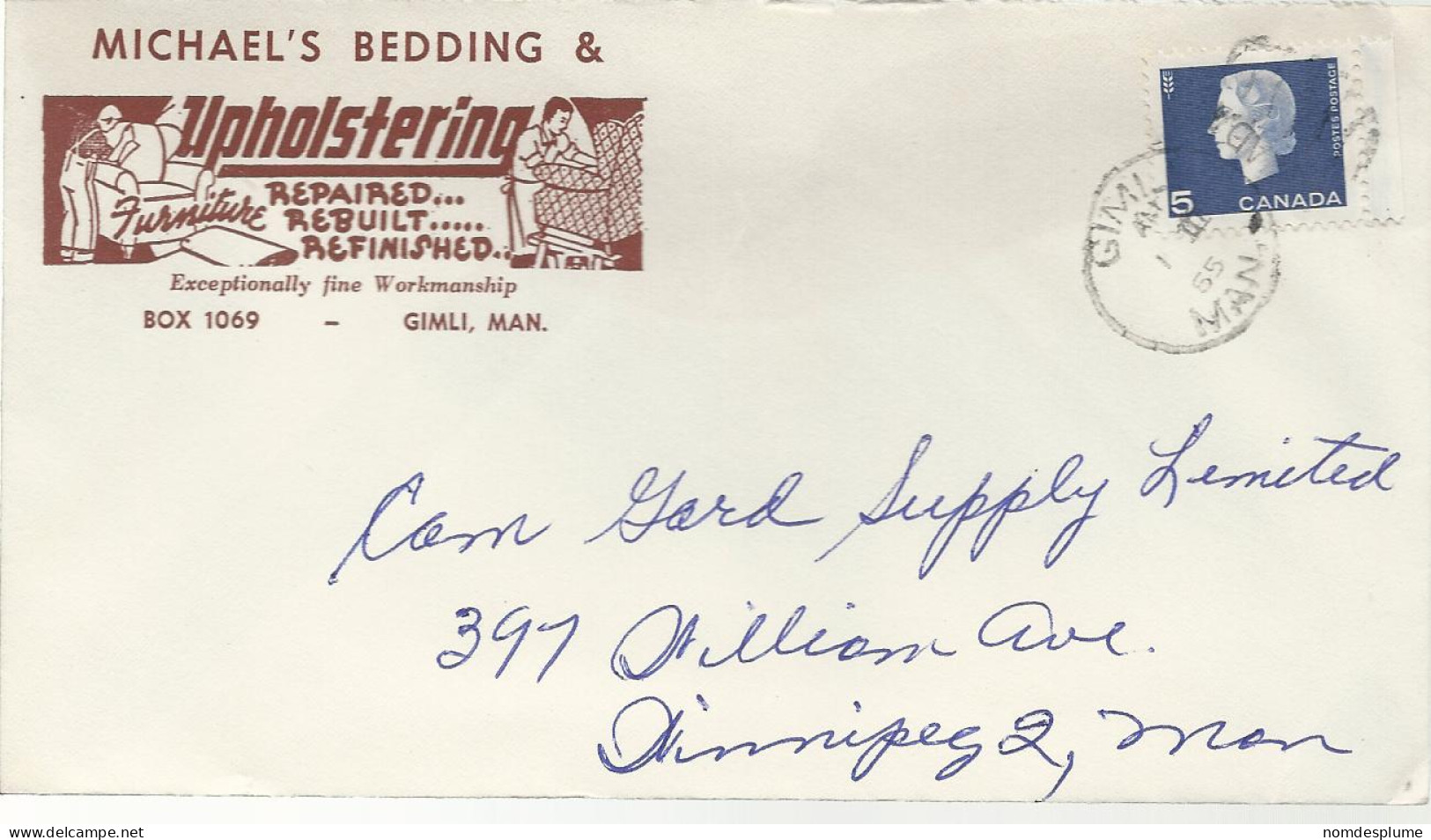 24489) Canada Gimli Postmark Cancel Duplex 1965 - Briefe U. Dokumente