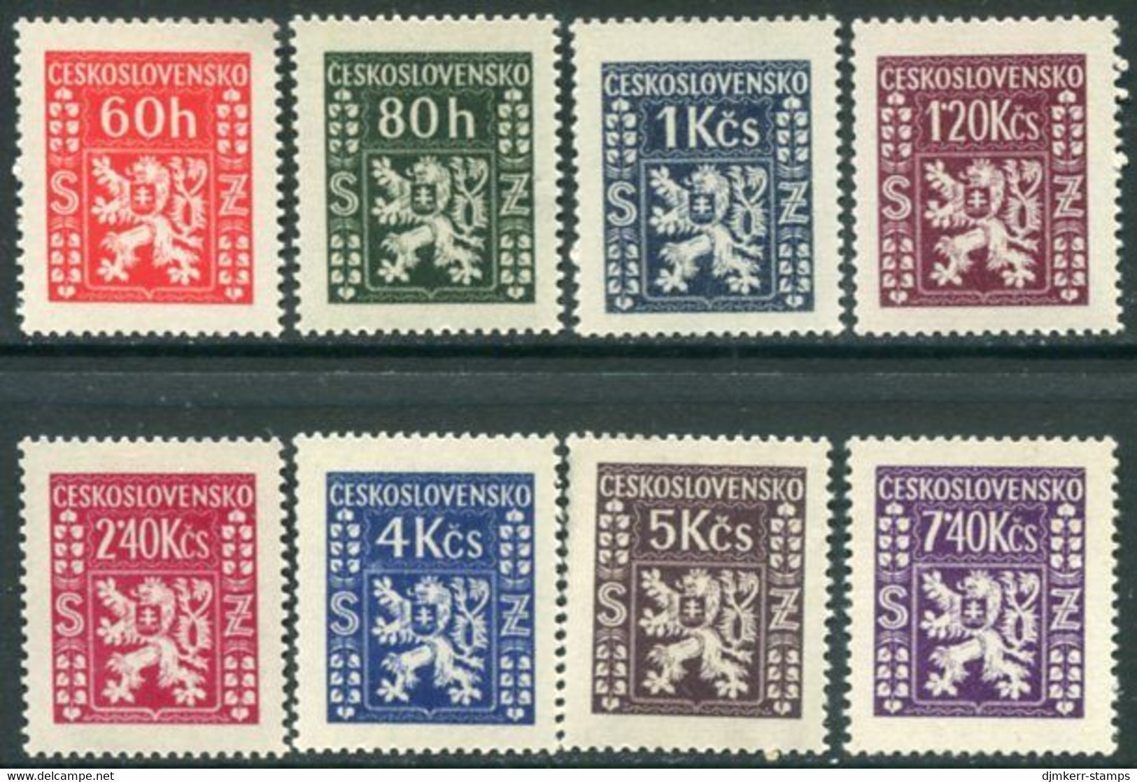 CZECHOSLOVAKIA 1947 Official Set Of 8 MNH / **.   Michel Dienst 9-15 - Timbres De Service