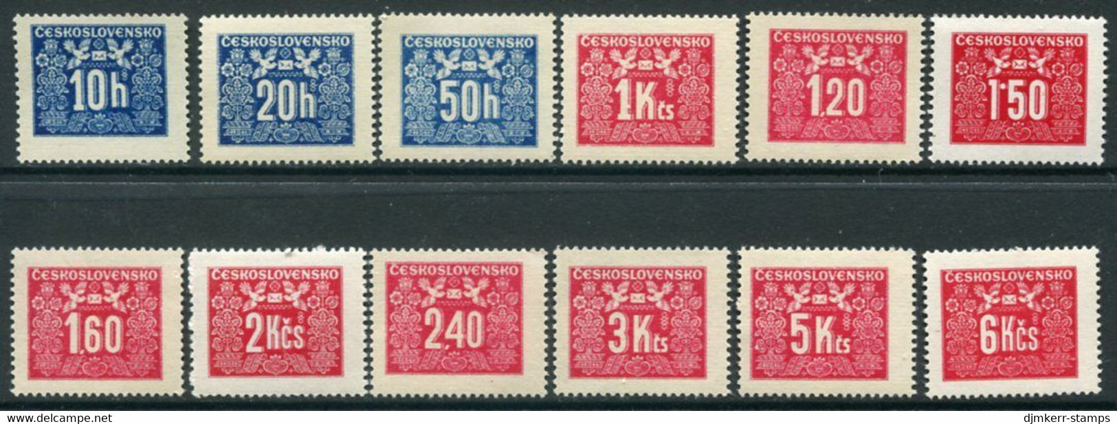 CZECHOSLOVAKIA 1946 Postage Due Set Of 12 MNH / **.   Michel Porto 67-78 - Strafport