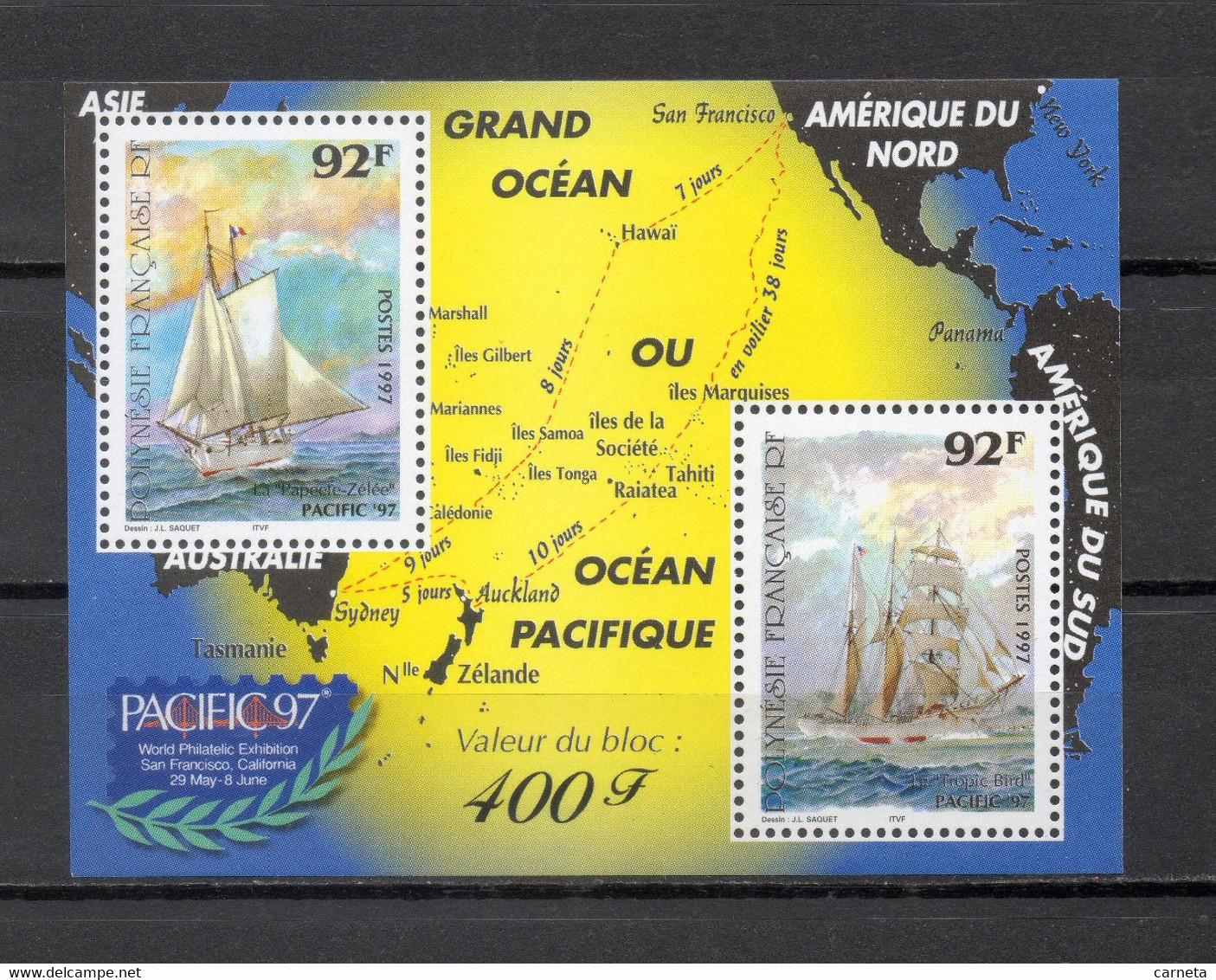 POLYNESIE   BLOC N°  22  NEUF SANS CHARNIERE COTE  87.00€    EXPOSITION PHILATELIQUE  BATEAUX CARTE - Blocs-feuillets