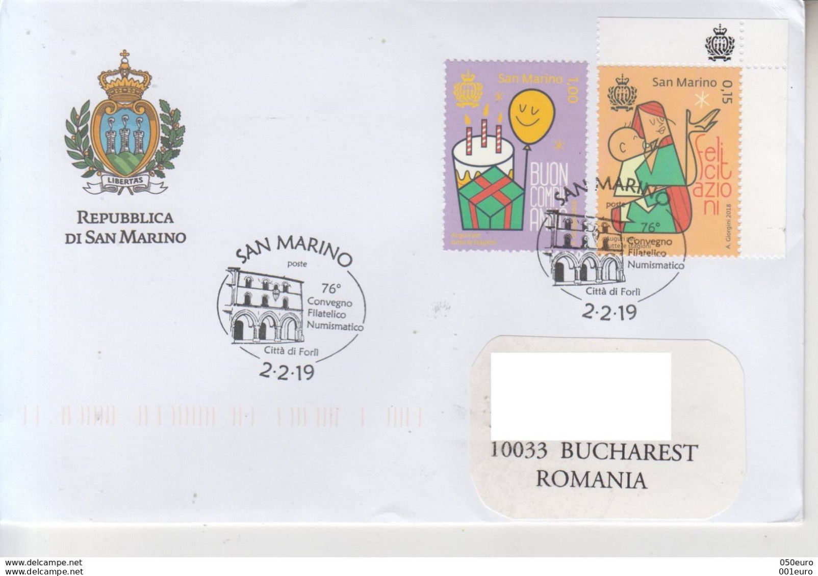 SAN MARINO : Cover Circulated To Romania #720657370 - Registered Shipping! - Oblitérés