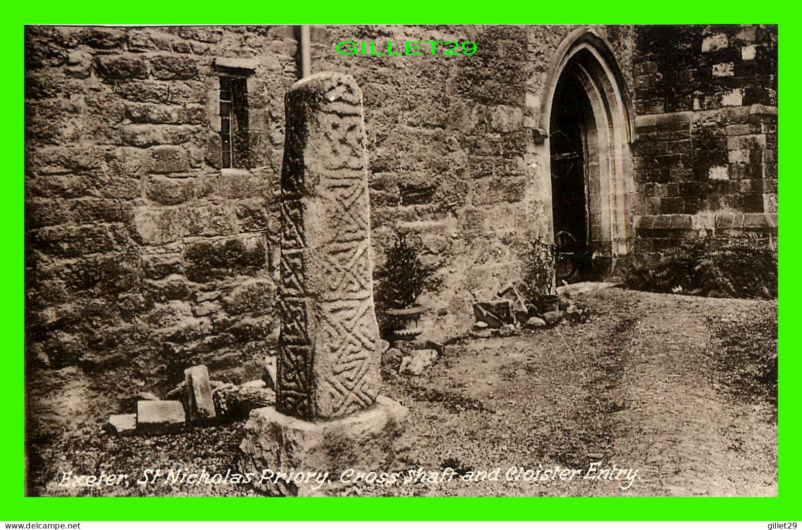 EXETER, DEVON, UK - ST NICOLAS PRIORY, CROSS SHAFT AND CLOISTER ENTRY - - Exeter