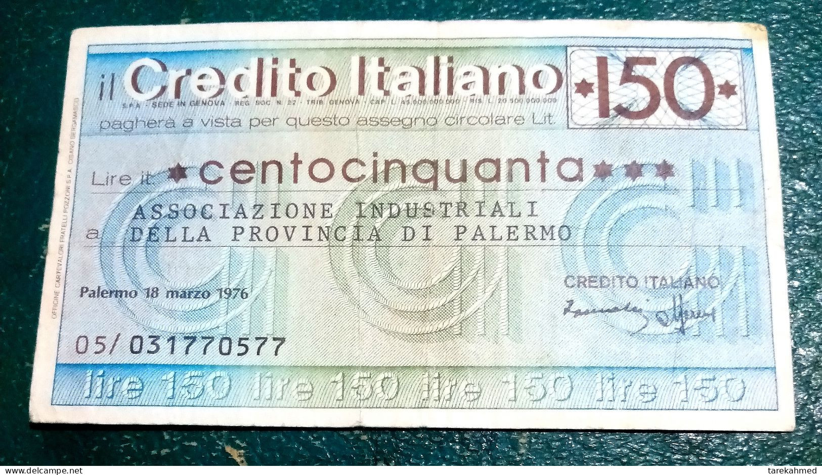 Italy 1976, Local Banknote Of 150 Lire, Industrial Association Of The Province Of Palermo, VF - [ 4] Voorlopige Uitgaven