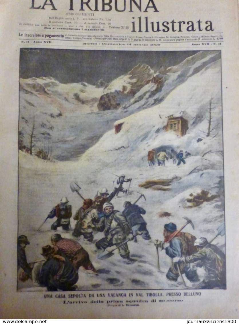 1909 MONTAGNE AVALANCHE NEIGE VALLEE TIBOLLA MAISON SECOURS  1 JOURNAL ANCIEN - Non Classés