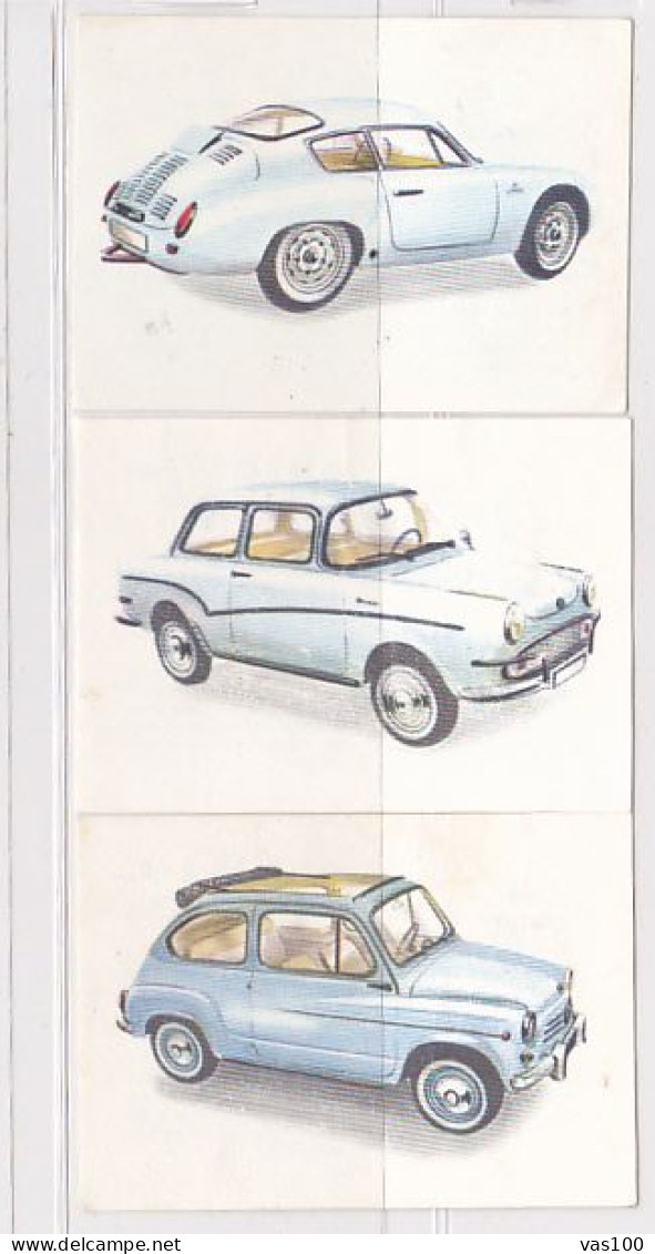 TRADE CARDS, CHOCOLATE, JACQUES, CARS OF 1962, 3X - Jacques