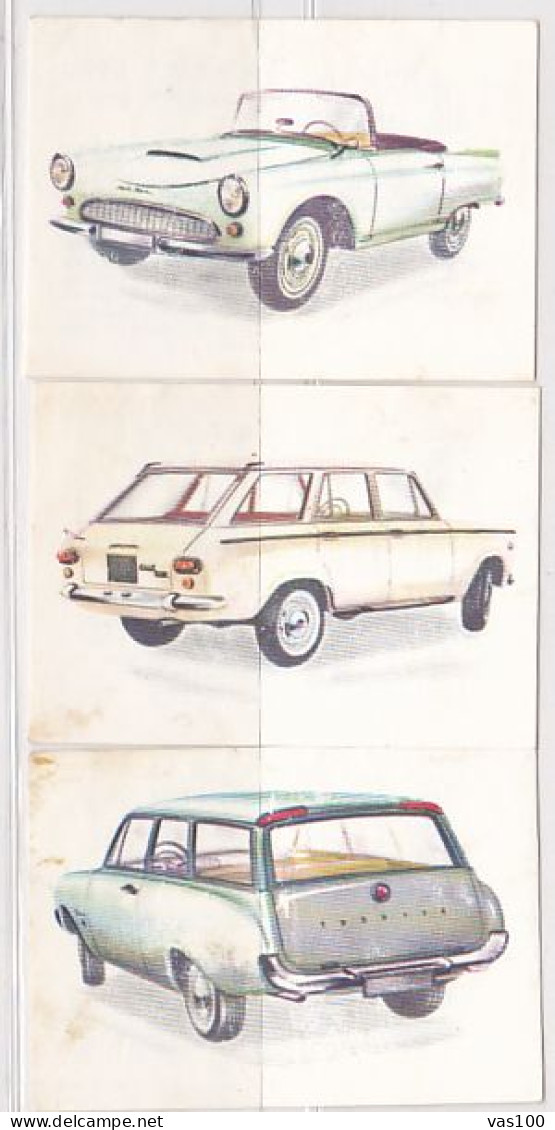 TRADE CARDS, CHOCOLATE, JACQUES, CARS OF 1962, 3X - Jacques