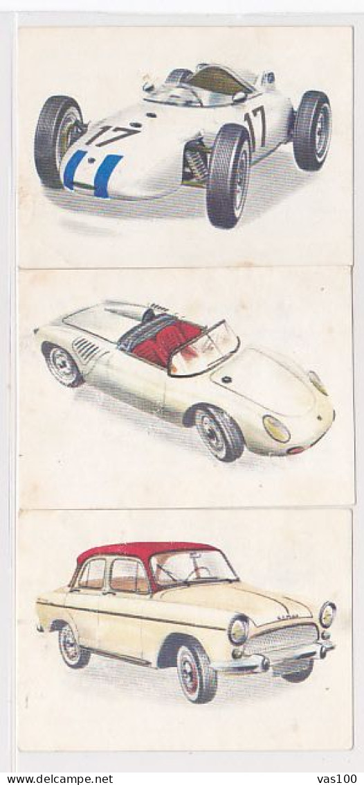 TRADE CARDS, CHOCOLATE, JACQUES, CARS OF 1962, 3X - Jacques