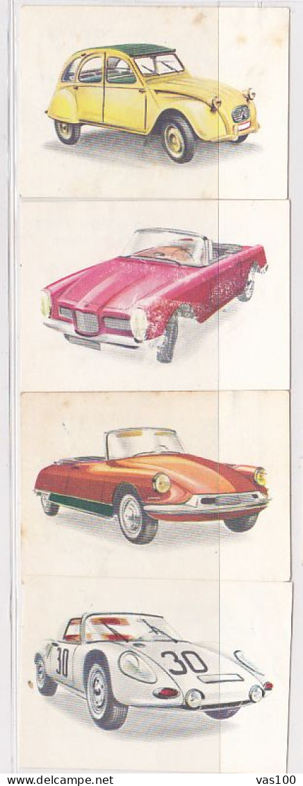 TRADE CARDS, CHOCOLATE, JACQUES, CARS OF 1962, 4X - Jacques