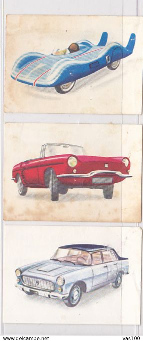 TRADE CARDS, CHOCOLATE, JACQUES, CARS OF 1962, 3X - Jacques