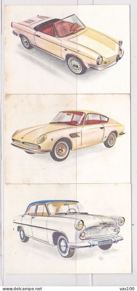 TRADE CARDS, CHOCOLATE, JACQUES, CARS OF 1962, 3X - Jacques