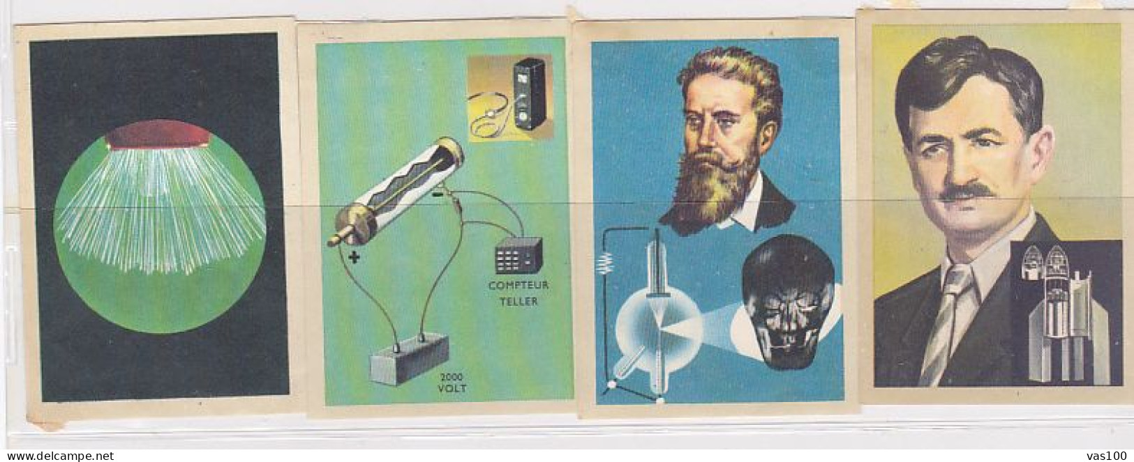 TRADE CARDS, CHOCOLATE, JACQUES, SCIENCE- PLANET, GEIGER, X-RAYS, JET PROPULSION, 4X - Jacques