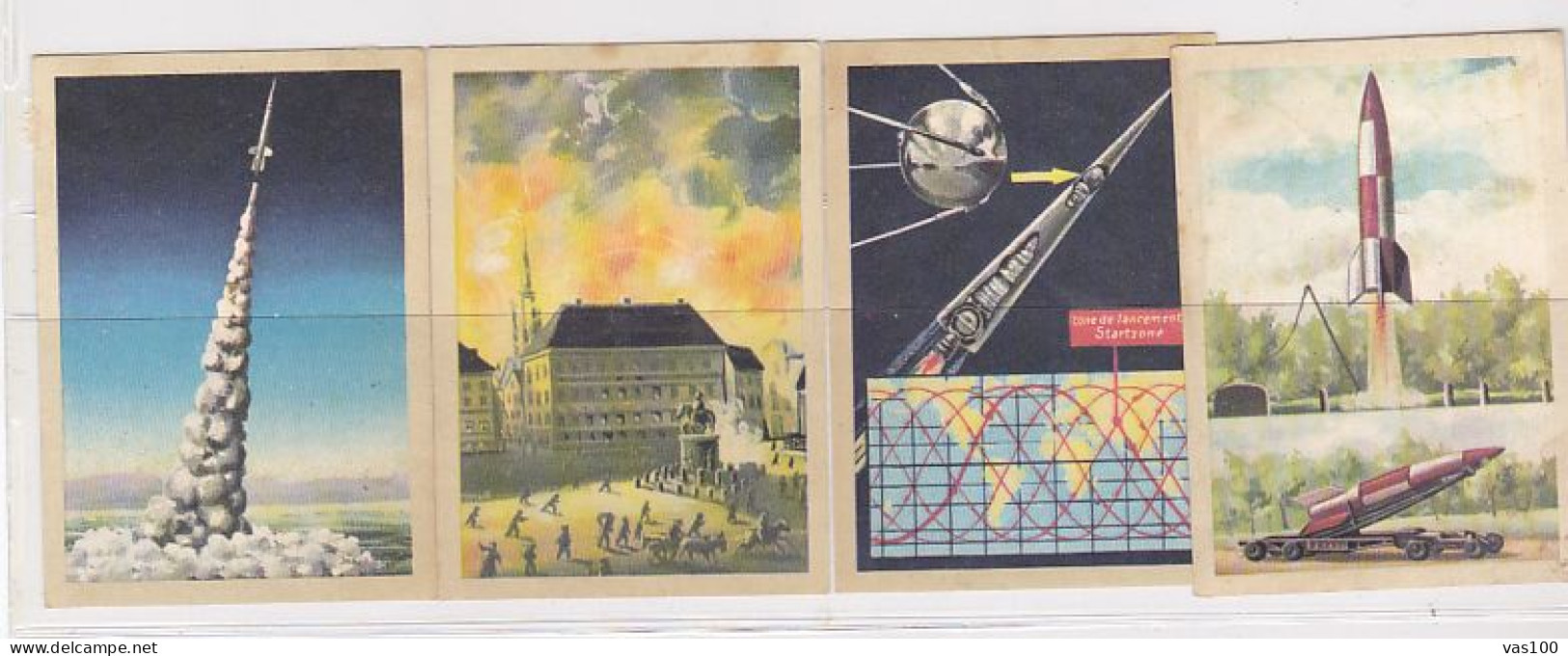 TRADE CARDS, CHOCOLATE, JACQUES, SCIENCE- ROCKETS, 4X - Jacques