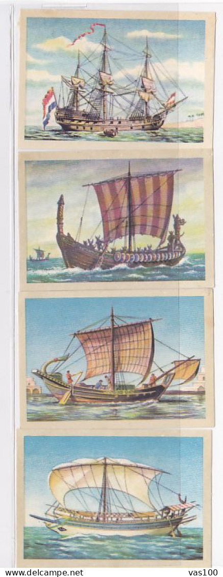 TRADE CARDS, CHOCOLATE, JACQUES, SHIPS- SAILING VESSELS, 4X - Jacques