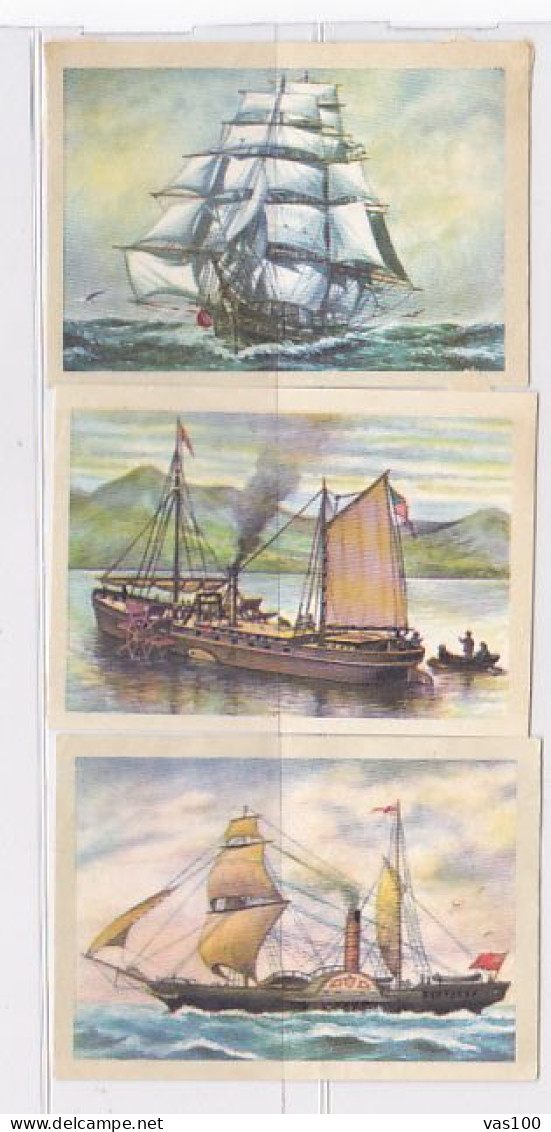 TRADE CARDS, CHOCOLATE, JACQUES, SHIPS- SAILING VESSELS, 3X - Jacques