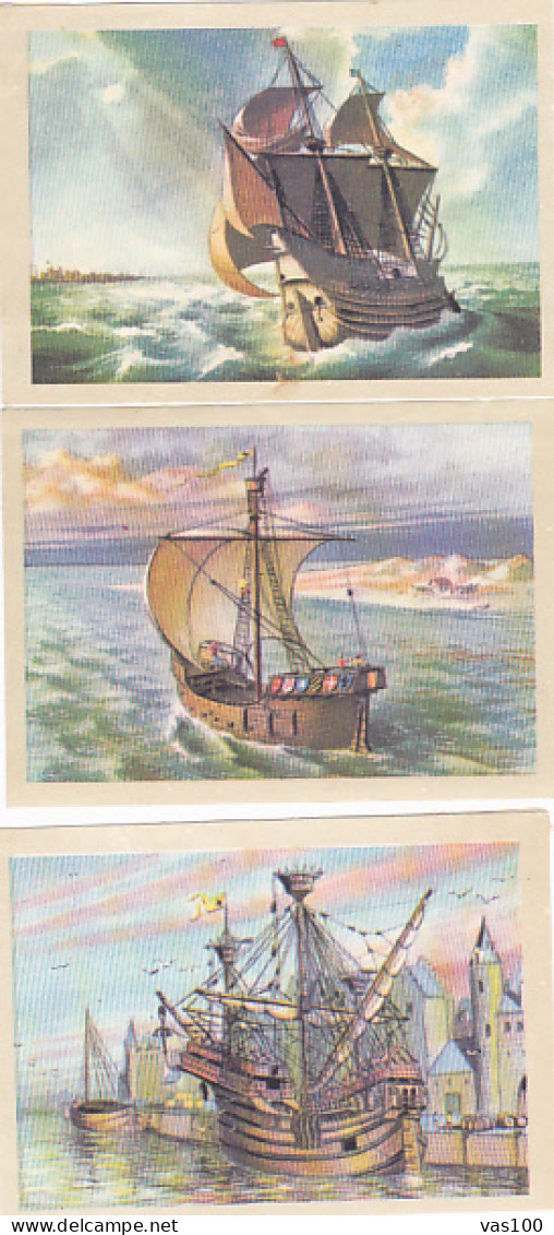 TRADE CARDS, CHOCOLATE, JACQUES, SHIPS- SAILING VESSELS, 3X - Jacques