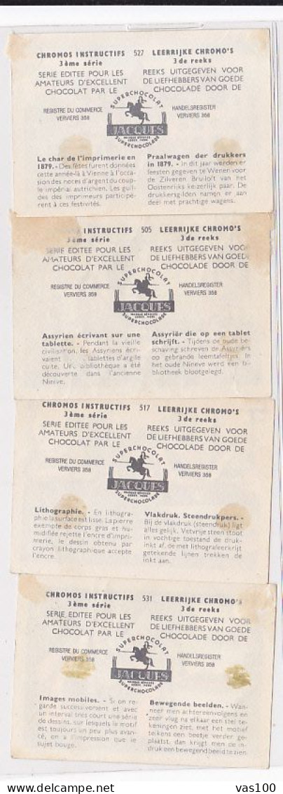 TRADE CARDS, CHOCOLATE, JACQUES, PRINTING HISTORY, 4X - Jacques