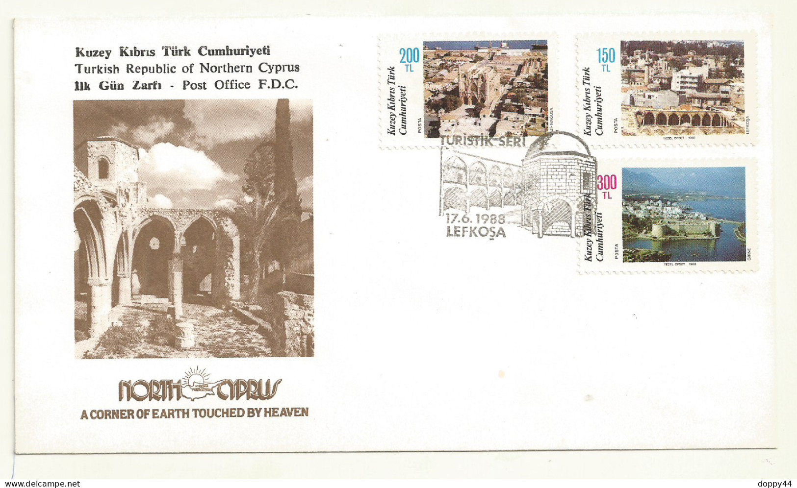 REPUBLIQUE TURQUE DE CHYPRE DU NORD ENVELOPPE FDC MONUMENTS - Storia Postale