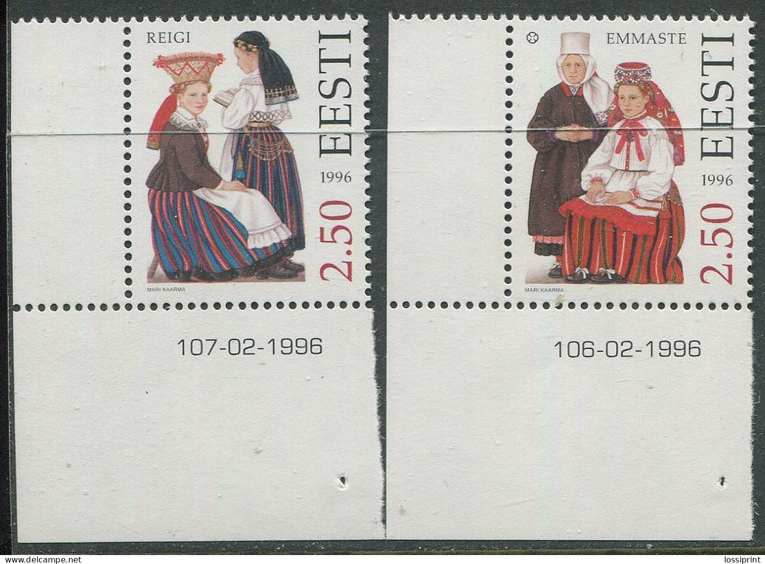 Estonia:Unused Stamps National Costumes, Reigi And Emmaste, Corners!, 1996, MNH - Estonie