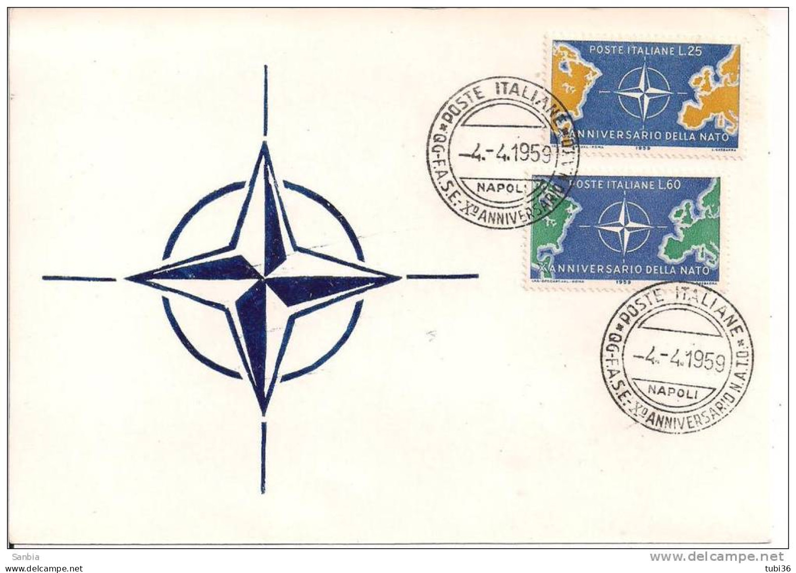 X` ANNIVERSARIO  NATO, 1959, QG, FASE , NAPOLI, - OTAN