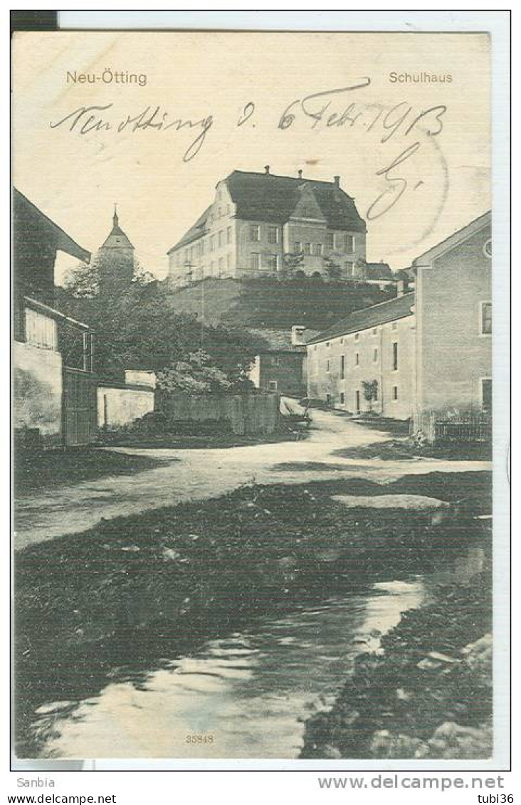 NEUOTTING -POSTKARTE, BLACK AND WHITE, 1913 USED, KLEIN Größe 9 X 14, - Neuötting