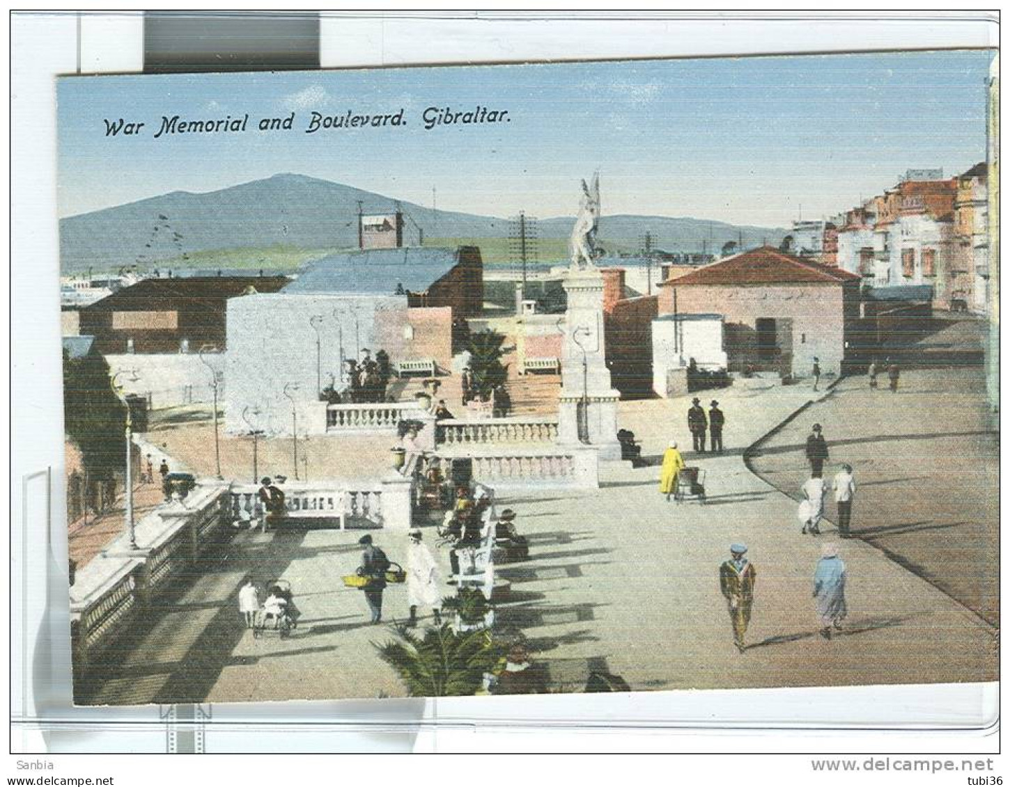 GIBRALTAR - WAR MEMORIAL AND BOULEVARD - POSTCARD, COLORS, ANIMATED, NEW, SIZE SMALL 9x14, - Gibraltar