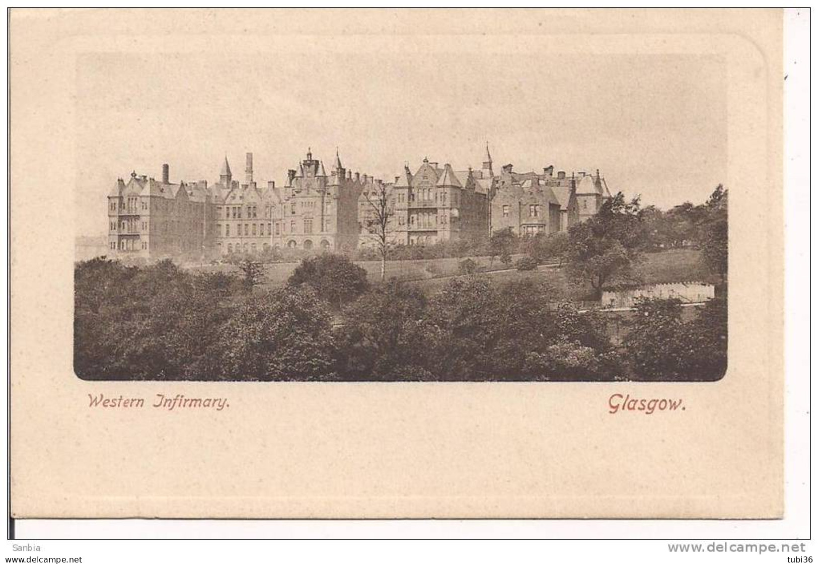 Glasgow Western Infirmary .,CARD ILLUSTRATED, BLACK AND WHITE, NEW, ANIMATED, SMALL SIZE 9 X 14, - Lanarkshire / Glasgow