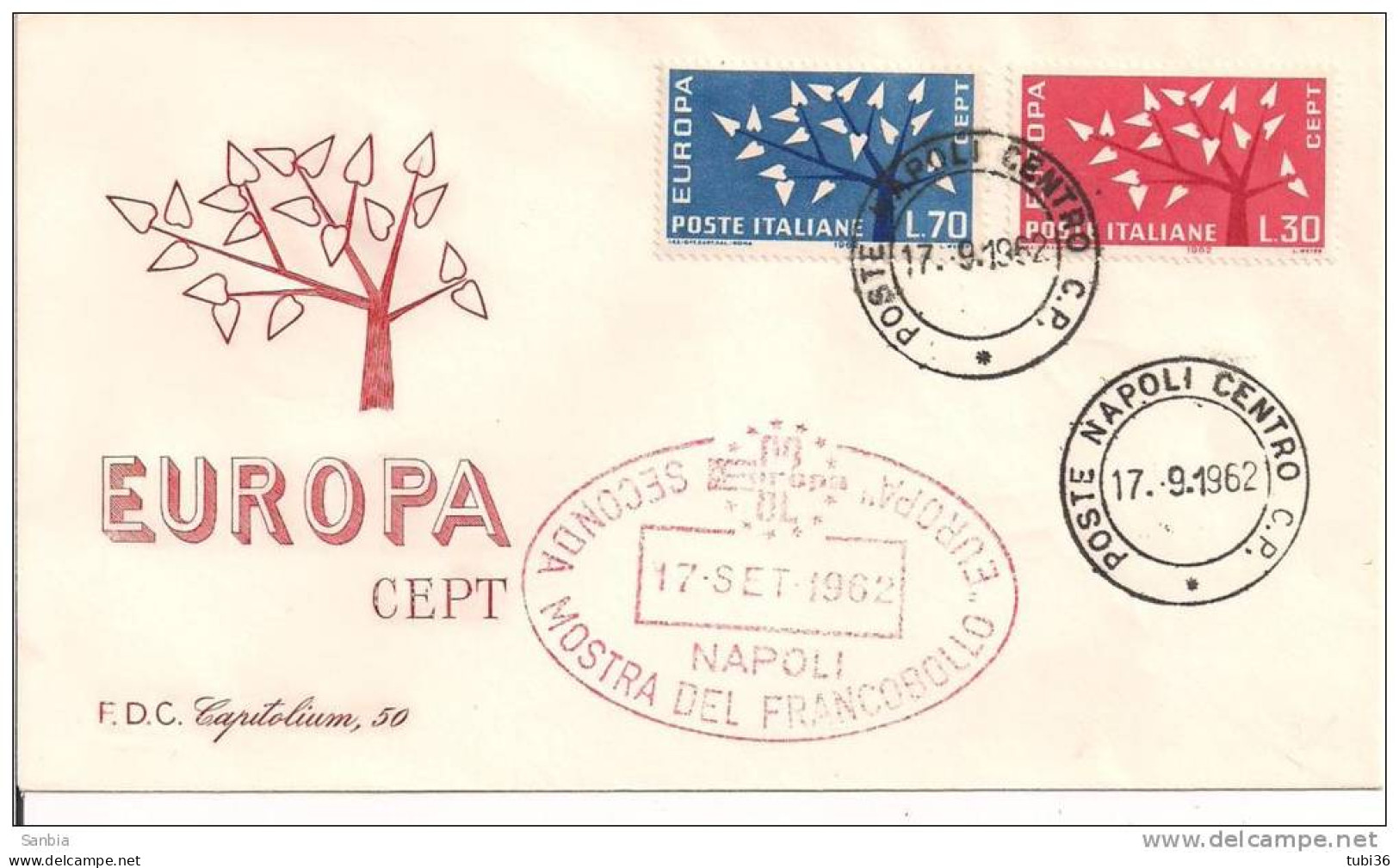 EUROPA CEPT, 1962, ANNULLO SPECIALE  FIGURATO NAPOLI 1962, - 1962