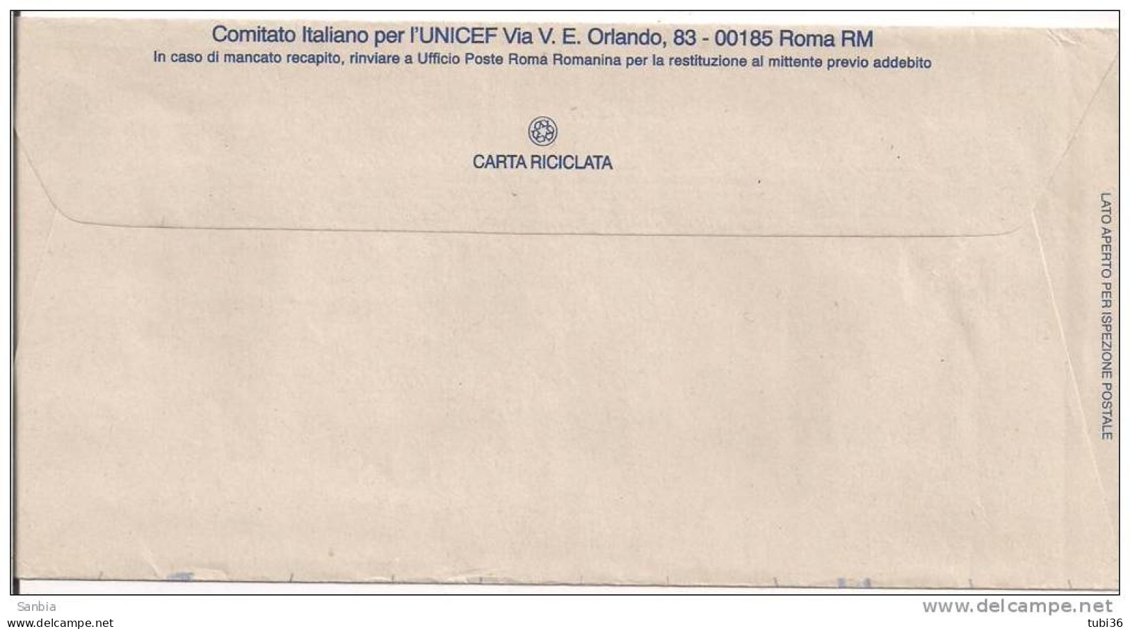 UNICEF, CON I BAMBINI IN OGNI EMERGENZA,  BUSTA  PROGRAMMA ABBONAMENTO CON PUBBLICITA,  1995. - UNICEF
