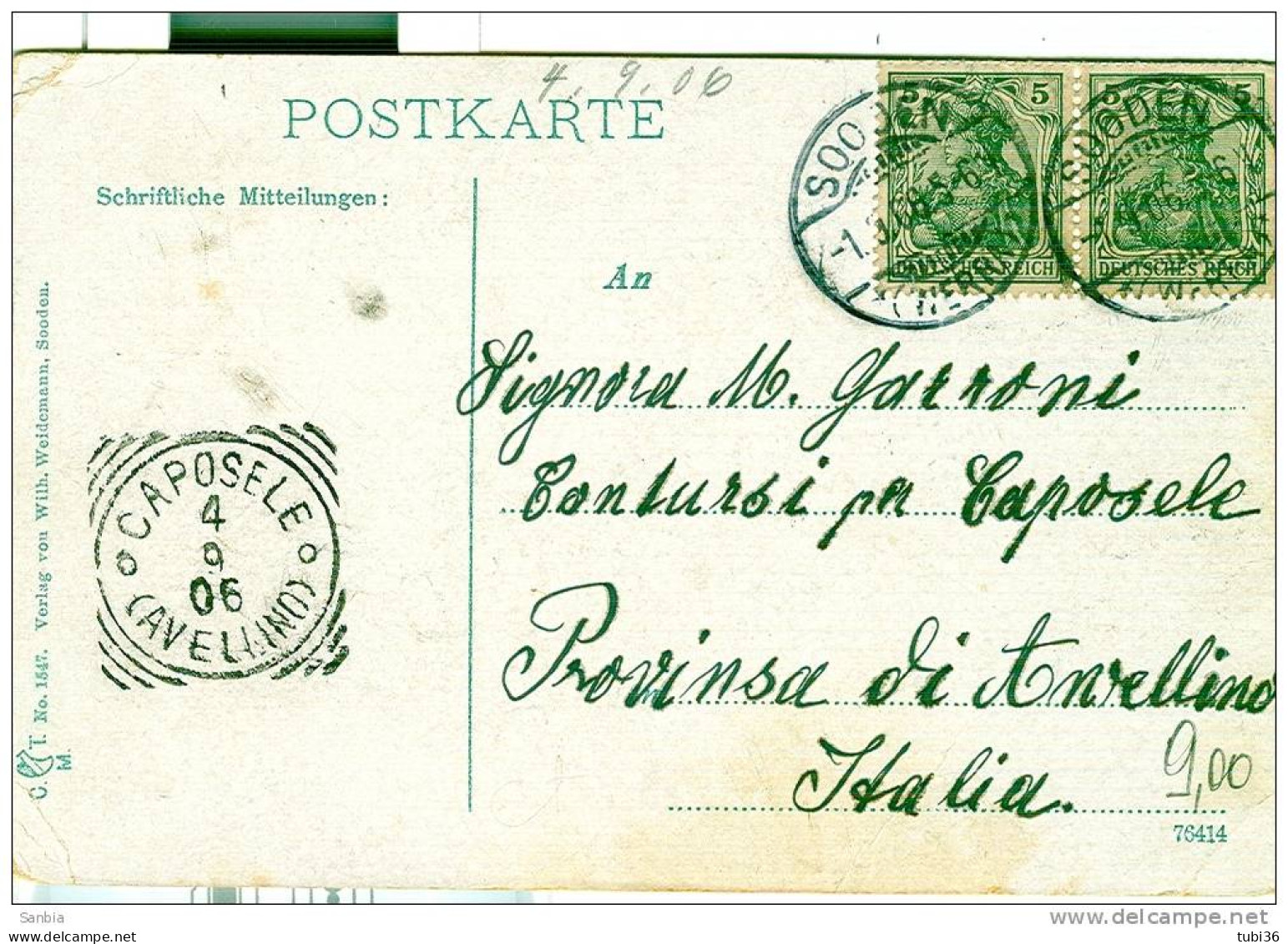 Bad Sooden A. D. Werra - Altes Tor Mit Blick  Auf Saline - Farbe Reiste Nach Italien 1906 - SMALL SIZE 14 X 9 - Bad Sooden-Allendorf