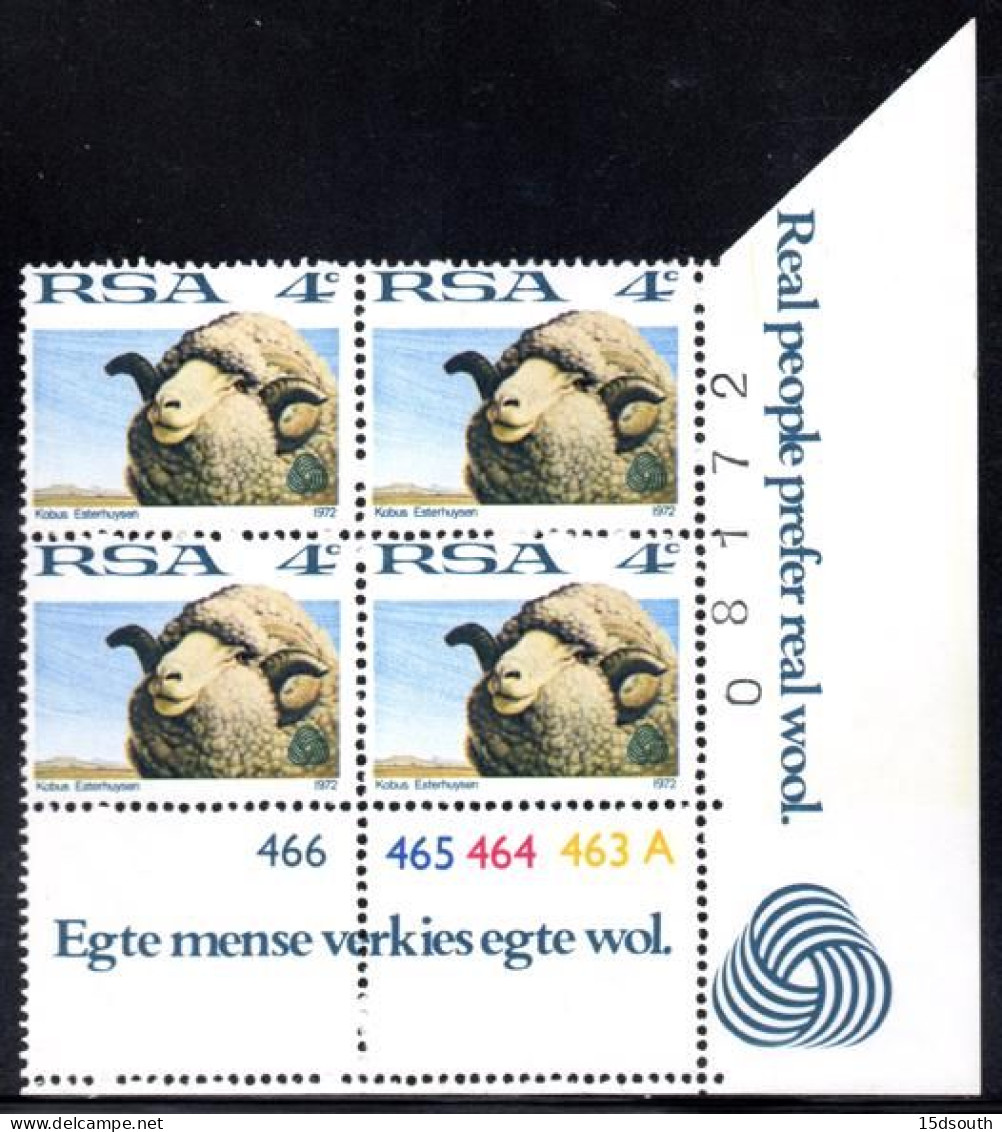 South Africa - 1972 Definitive 4c Sheep Control Block Pane A (**) # SG 310 - Blocs-feuillets