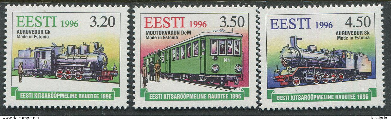 Estonia:Unused Stamps Serie Estonian Railway 1896-1996, Trains, Locomotives, 1996, MNH - Estonie