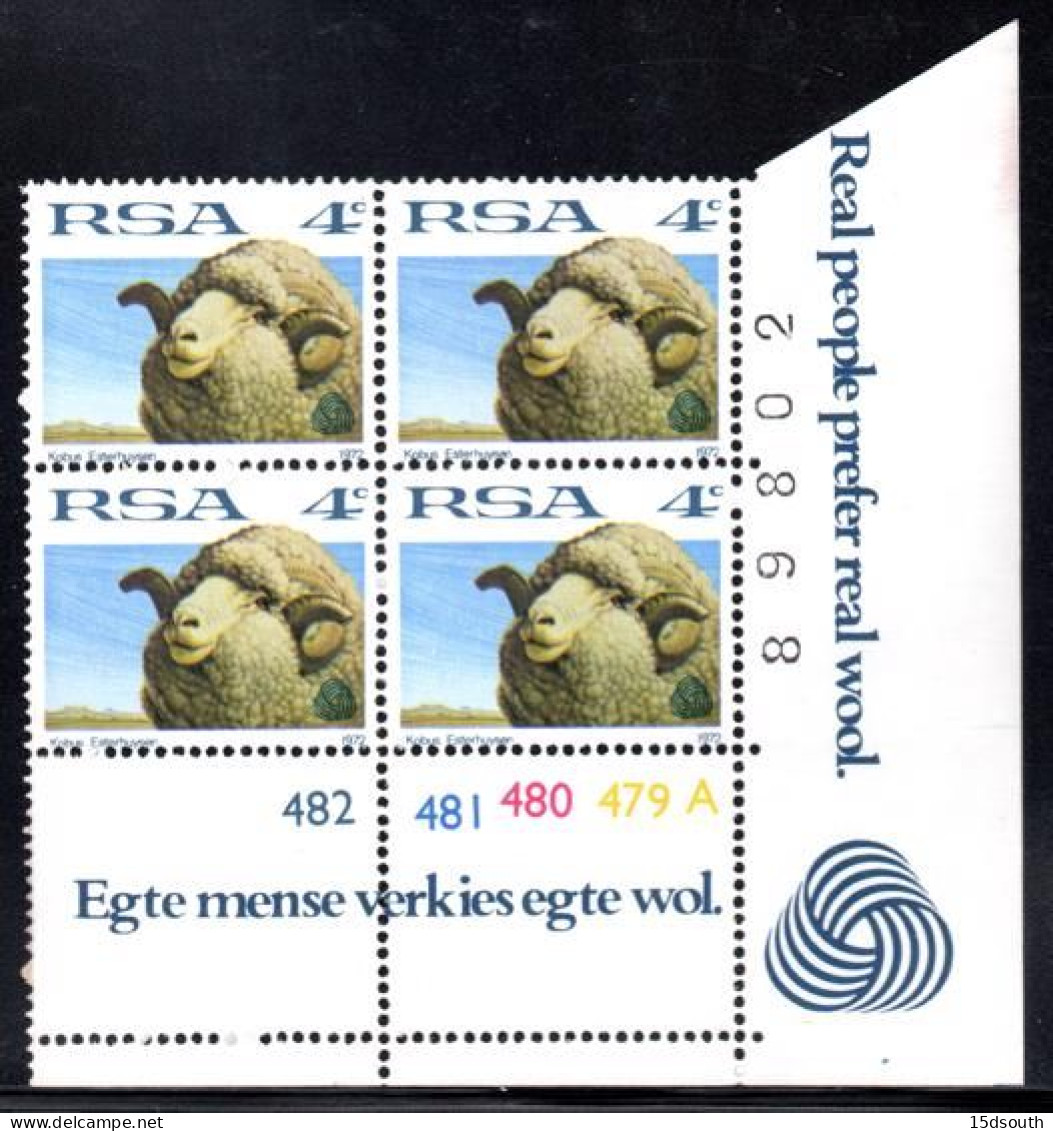 South Africa - 1972 Definitive 4c Sheep Control Block Pane A (**) # SG 310b - Blocs-feuillets