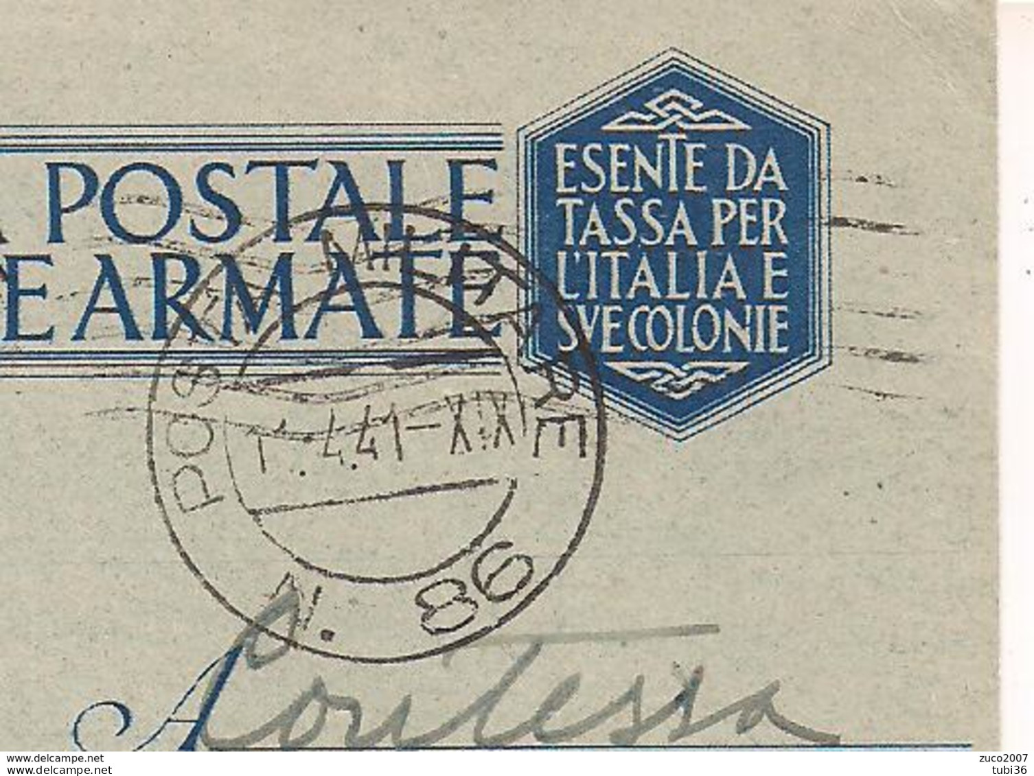 POSTA MILITARE N.86 - CARTOLINA POSTALE  FORZE ARMATE- P.M. N.86 - IUGOSLAVIA - 1941 -PER VENEZIA, - Fiume & Kupa