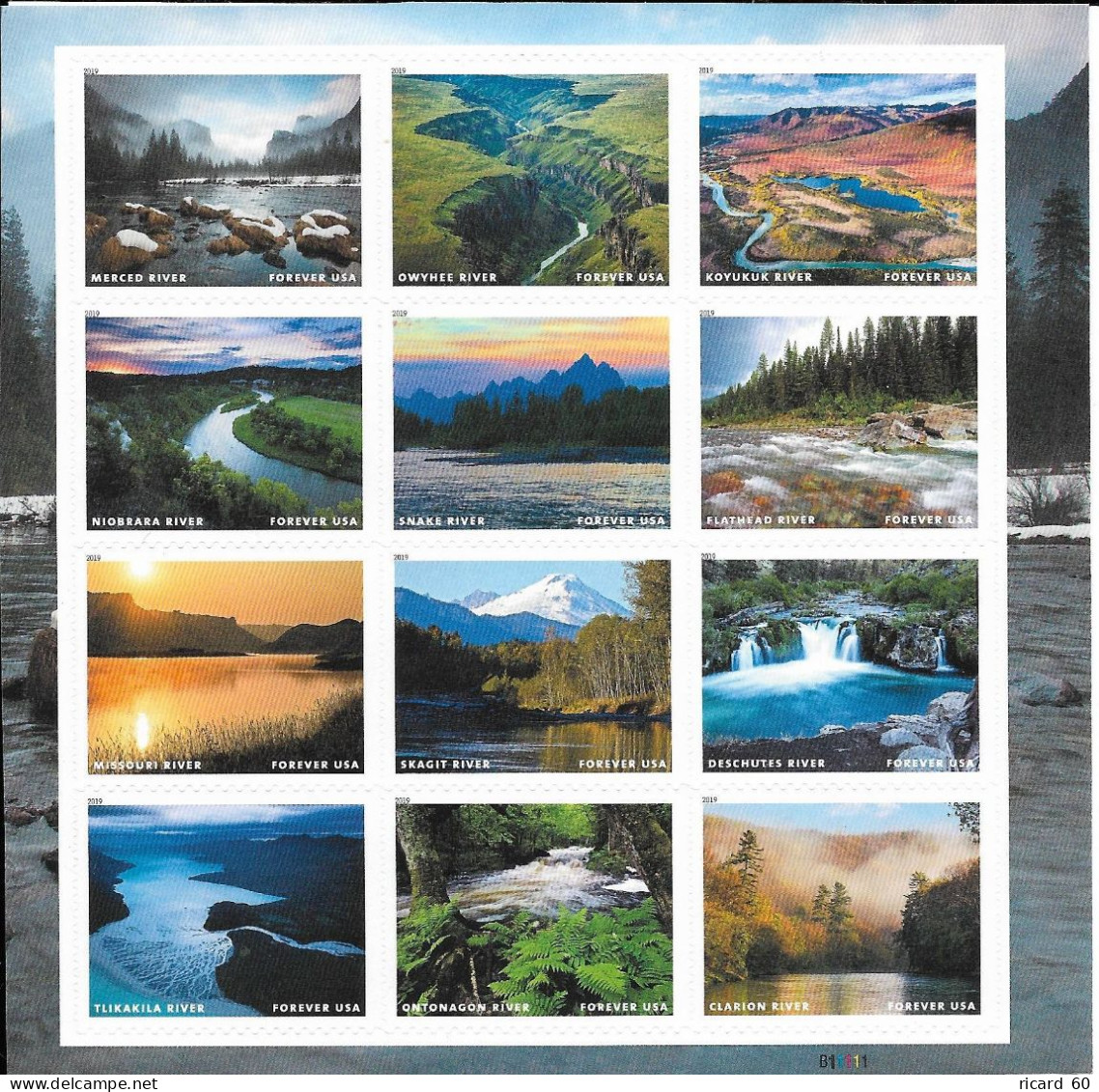 USA Neufs**, 2019 BF Wild And Scenic Rivers, Rivières Sauvages, 12 Timbres Autoadhésifs Neufs - Unused Stamps