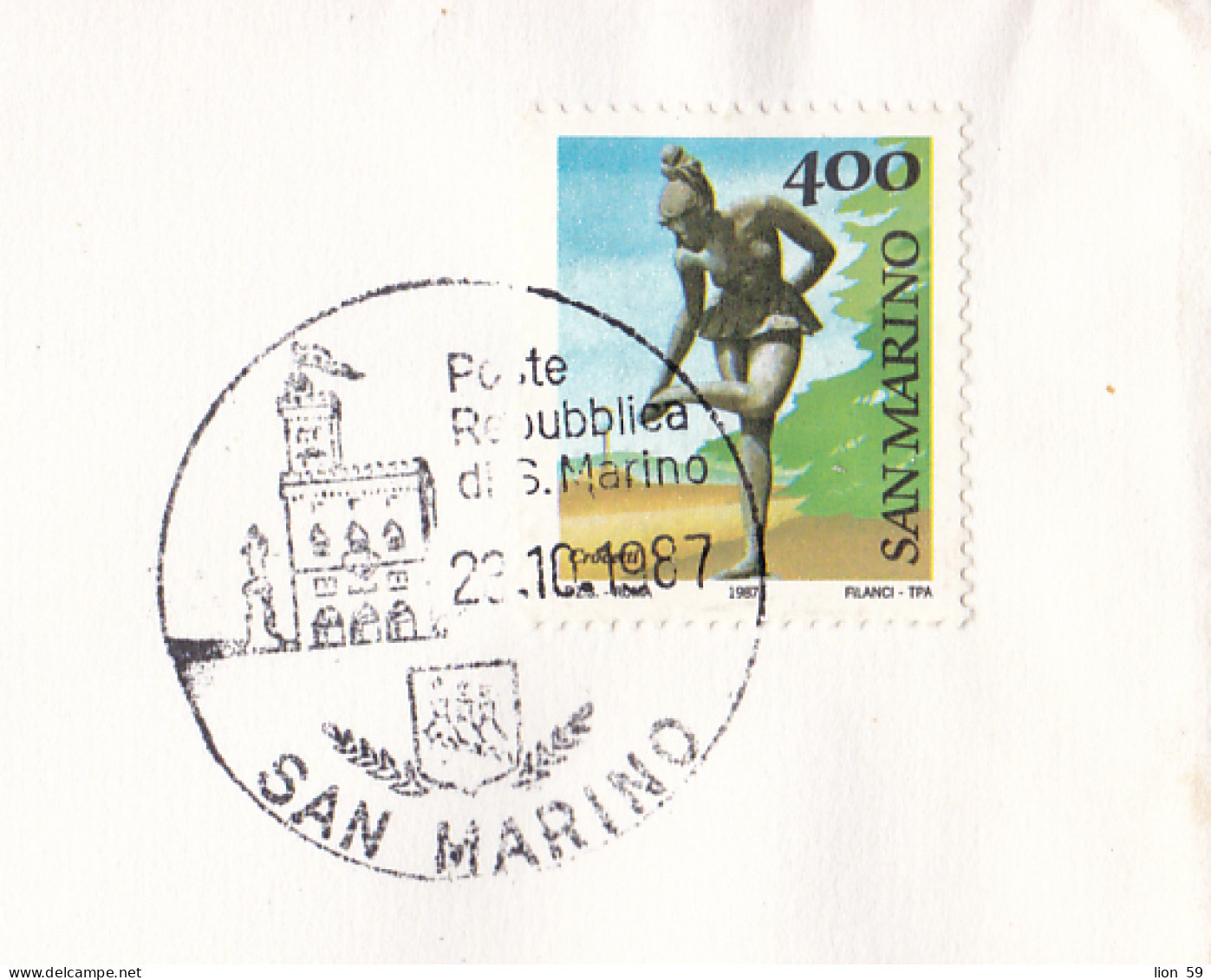 274910 / San Marino FDC 1987 - 400 L.  Sculptures Ballet Ballerina , I.P.z.S. - Roma Filanci - TPA To Sofia BG - Briefe U. Dokumente