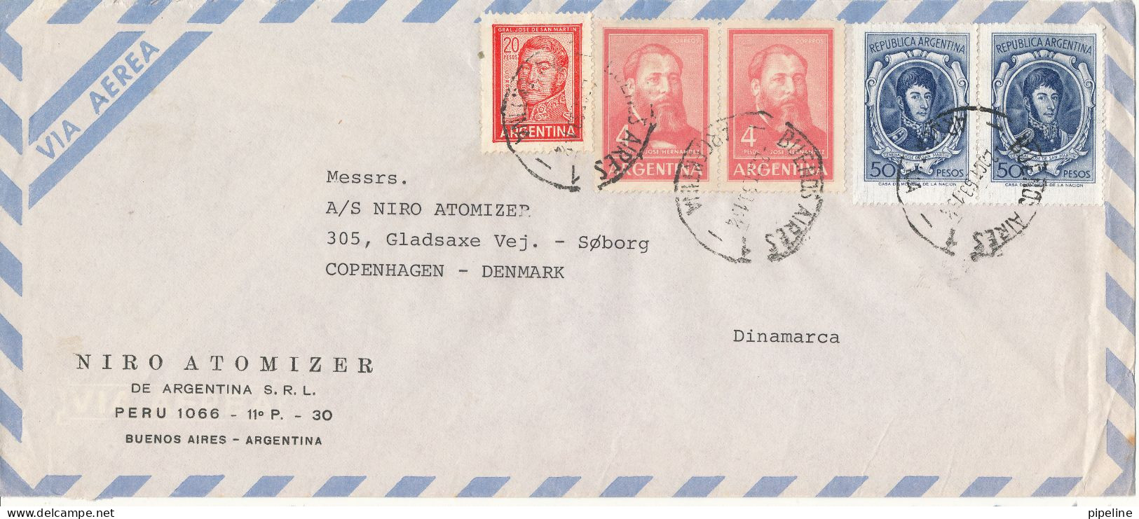Argentina Air Mail Cover Sent To Denmark 2-10-1963 - Posta Aerea