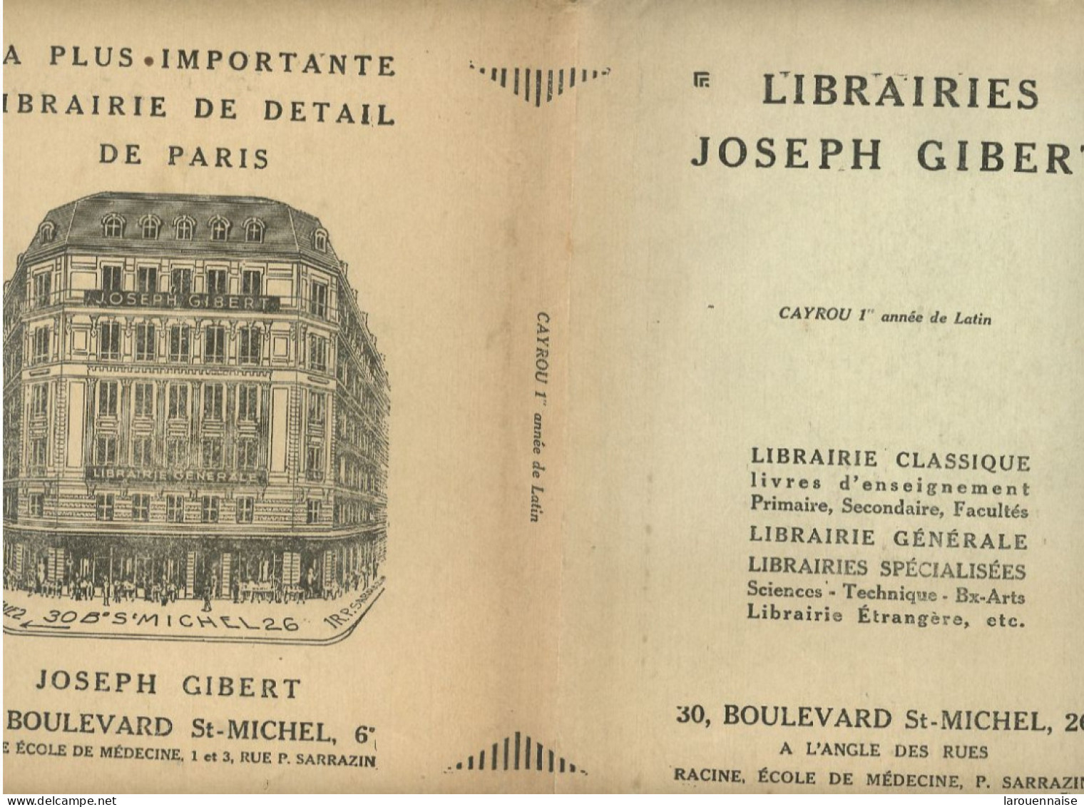 PROTEGE CAHIER - LIBRAIRIE JOSEPH GILBERT  -30, BOULEVARD ST MICHEL ,26 A L'ANGLE DES RUES RACINE ,ECOLE DE MEDECINE, P - Protège-cahiers