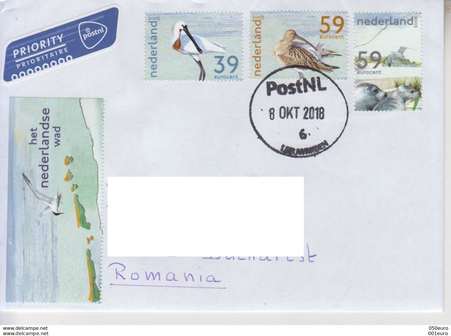 NETHERLANDS : BIRDS On Cover Circulated To ROMANIA #651747670 - Registered Shipping! - Lettres & Documents